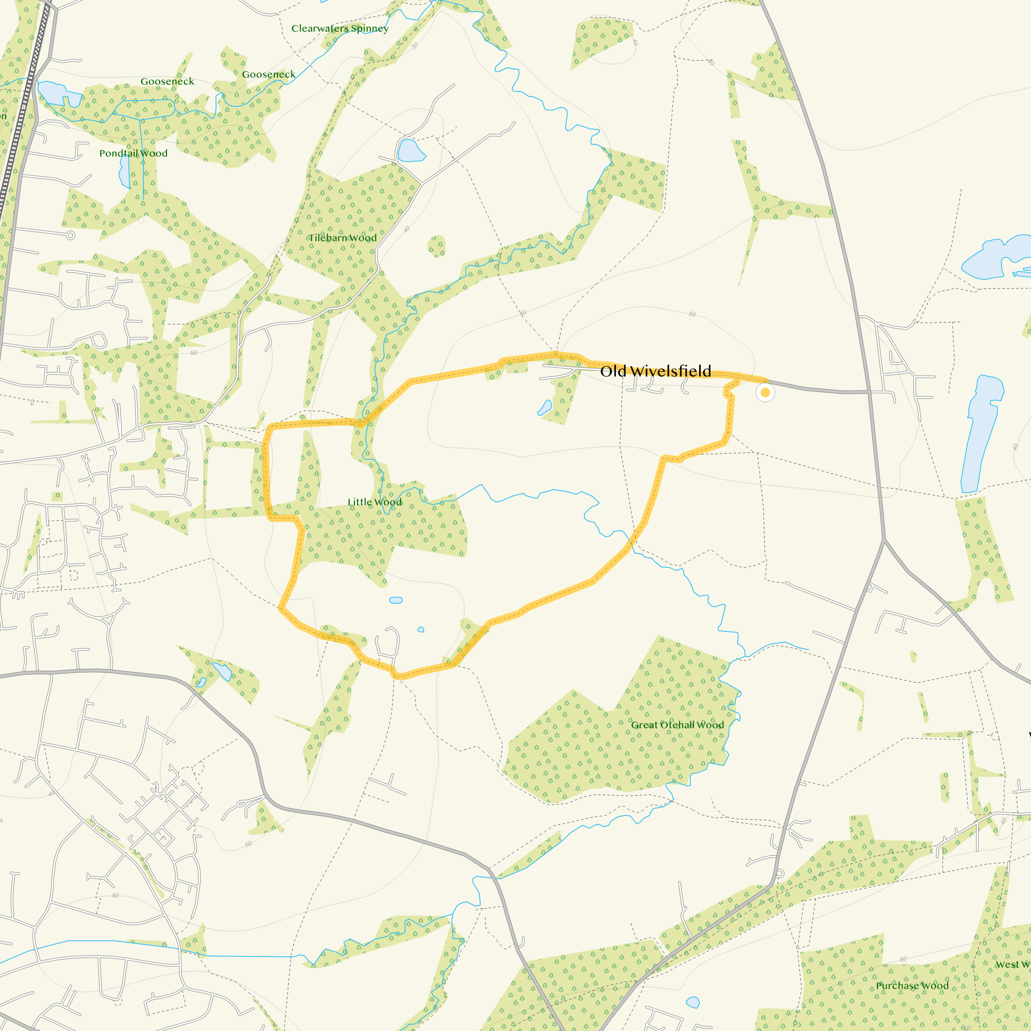 Route map for Old Wivelsfield Walk, a 1.75 mile circular walk in Sussex