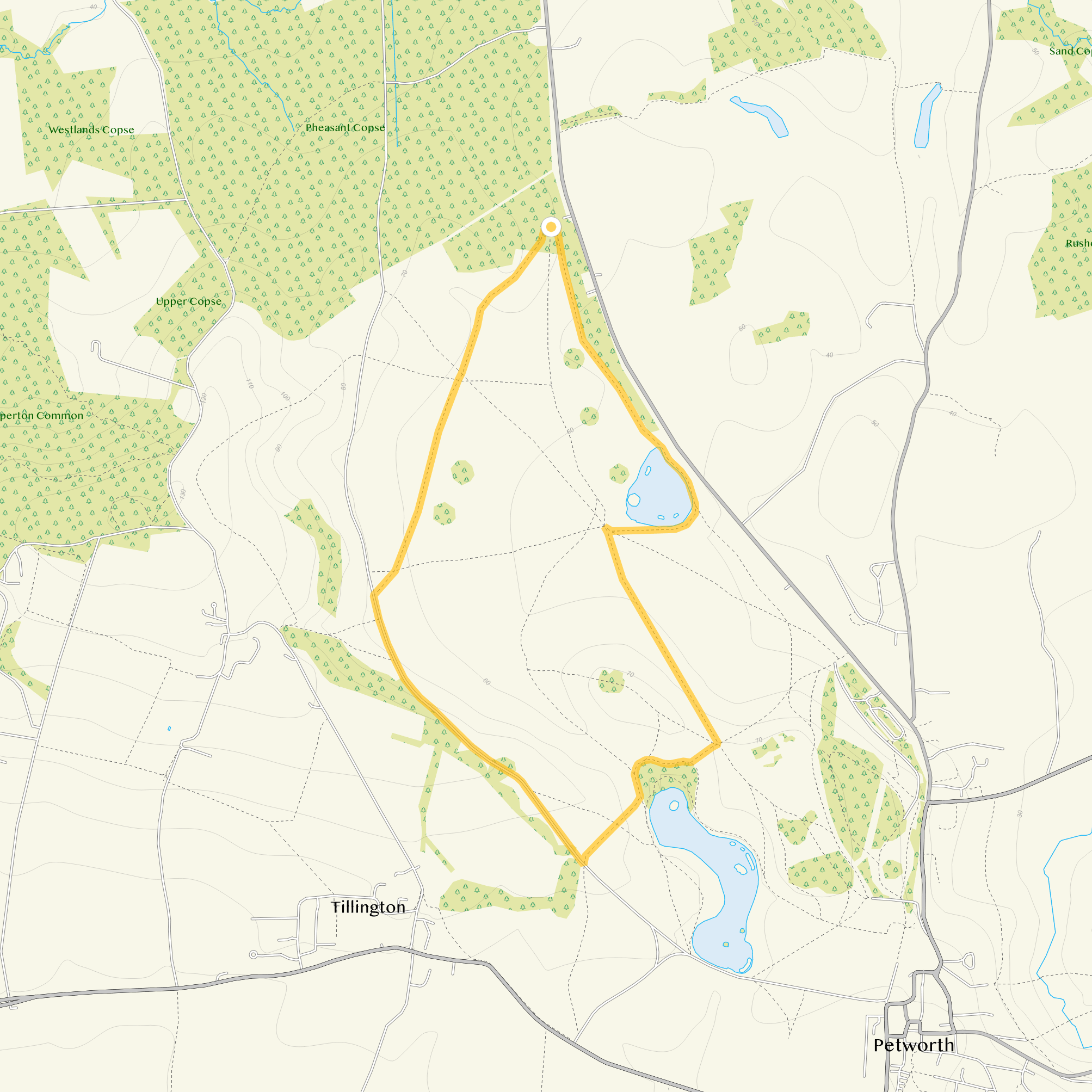 Route map for Petworth Deer Park, a 2.75 mile circular walk in Sussex