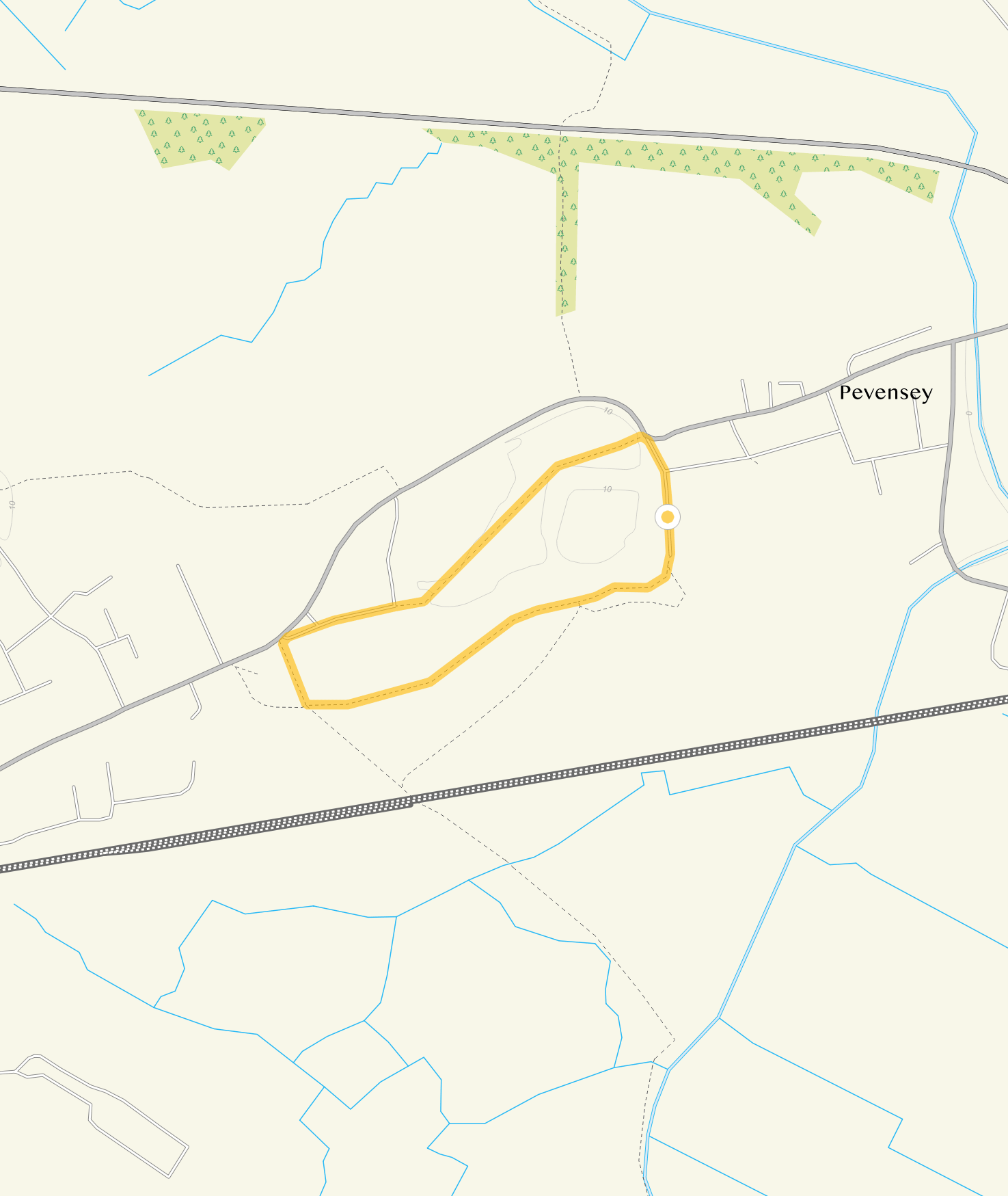 Route map for Pevensey Castle Walk 1, a 0.75 mile circular walk in Sussex
