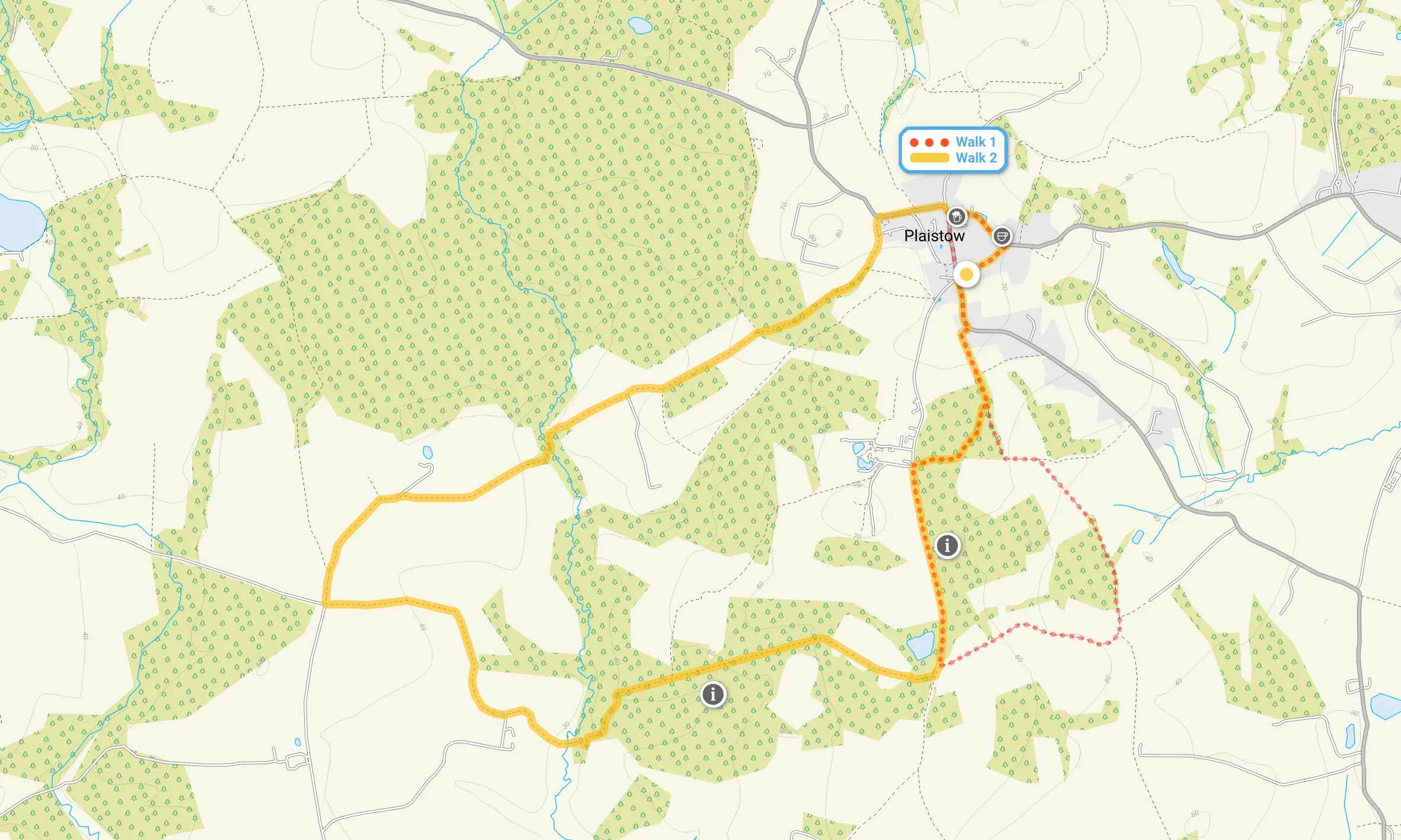 Route map for Plaistow Walk 1, a 2.75 mile circular walk in Sussex