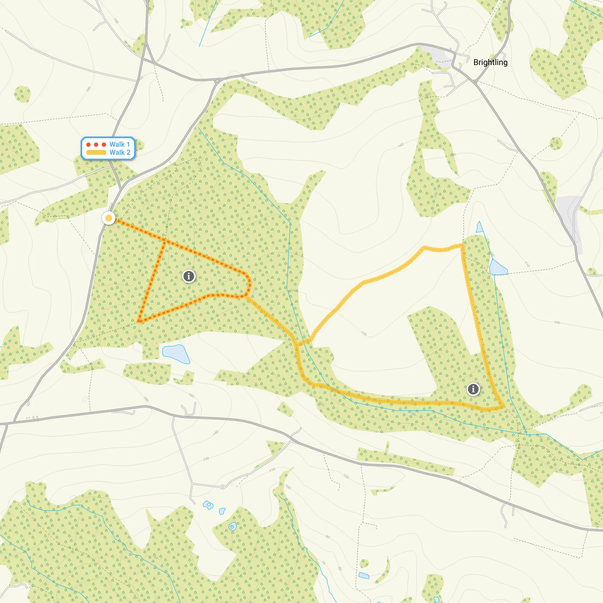 Route map for Purchase Wood Walk 1, a 1.25 mile circular walk in Sussex