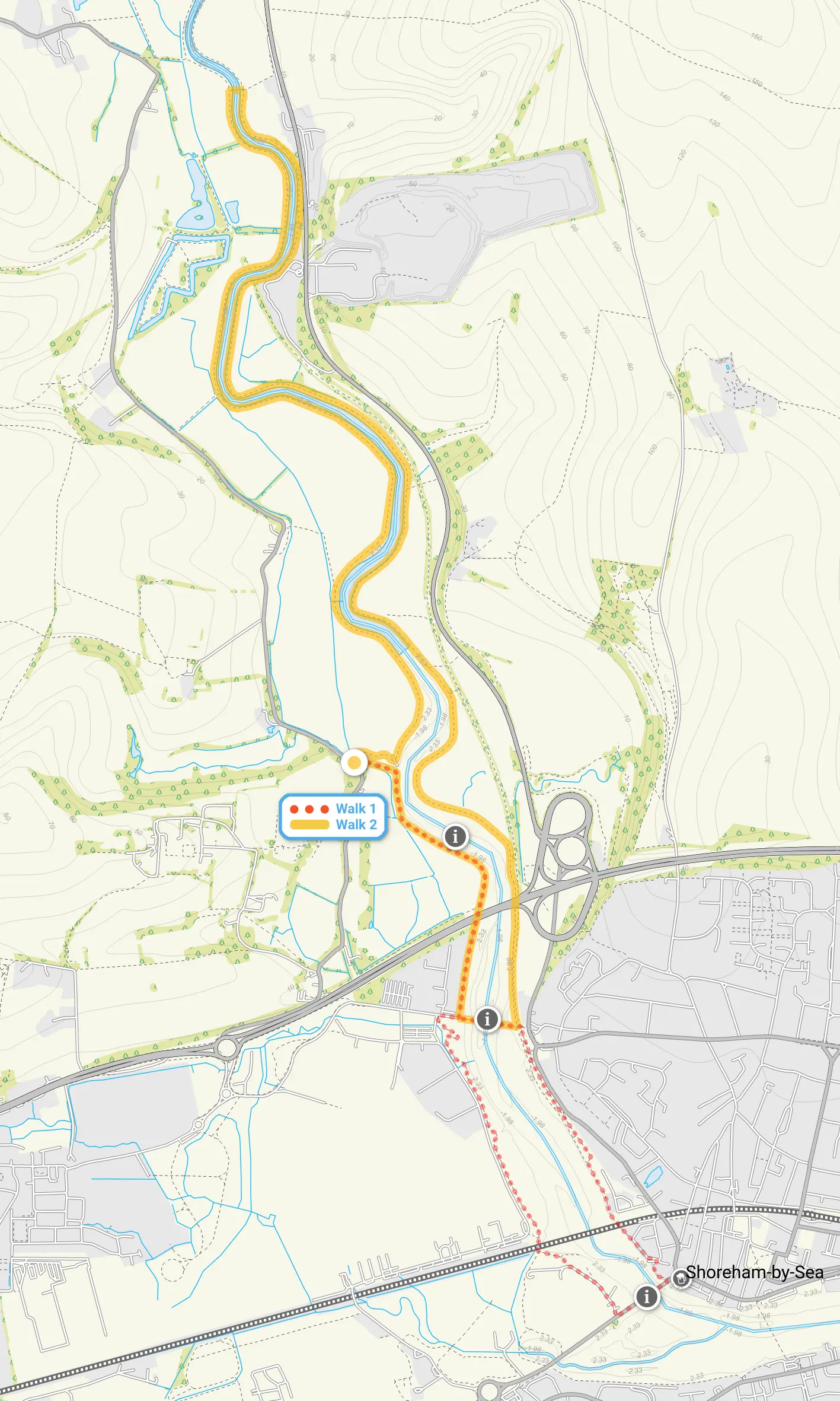 Route map for River Adur Walk 1, a 3.25 mile circular walk in Sussex