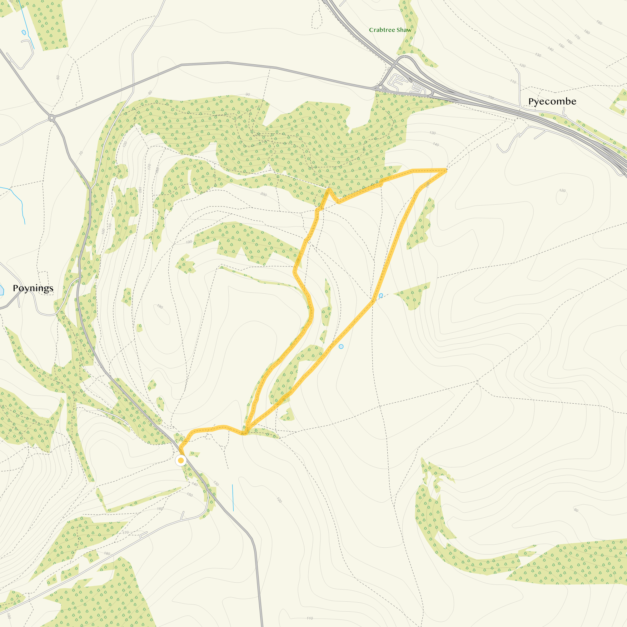 Route map for Saddlescombe Walk 3, a 2.25 mile circular walk in Sussex