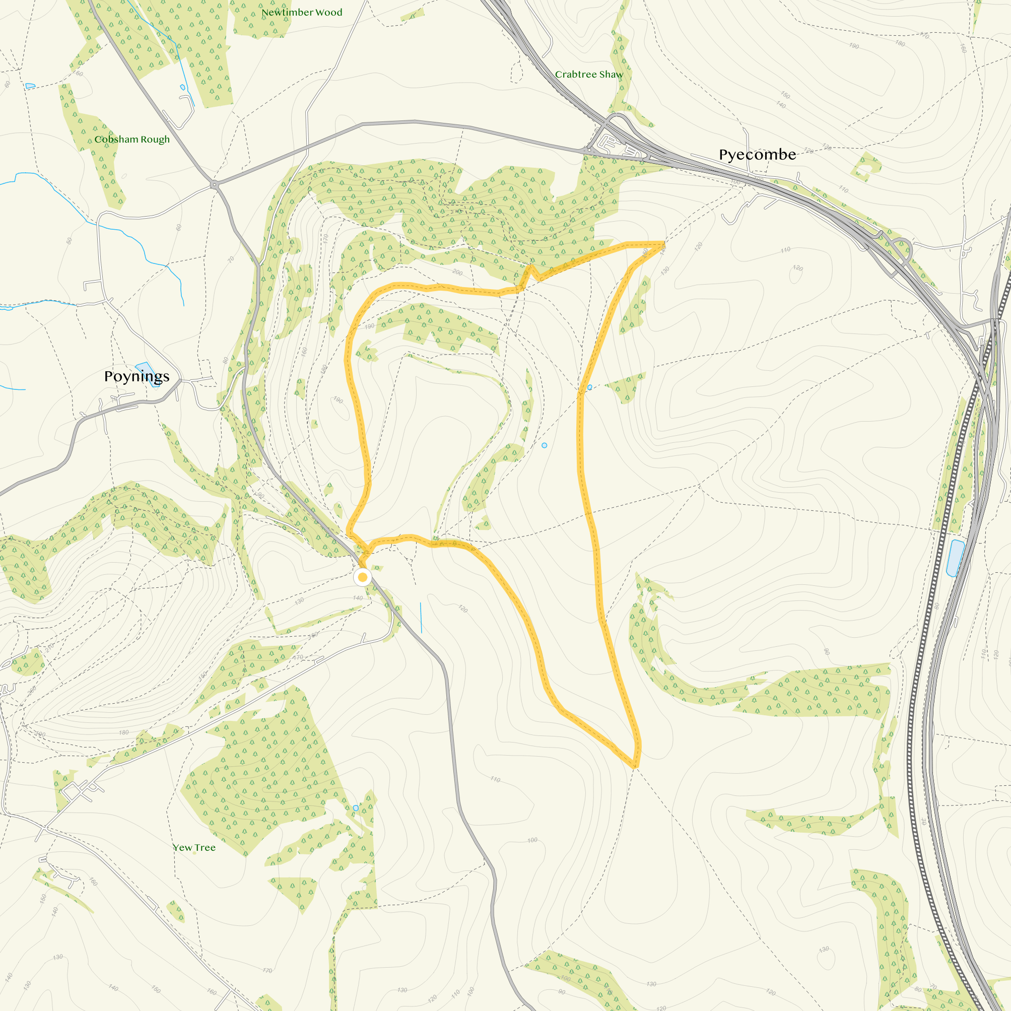 Route map for Saddlescombe Walk 4, a 3.5 mile circular walk in Sussex