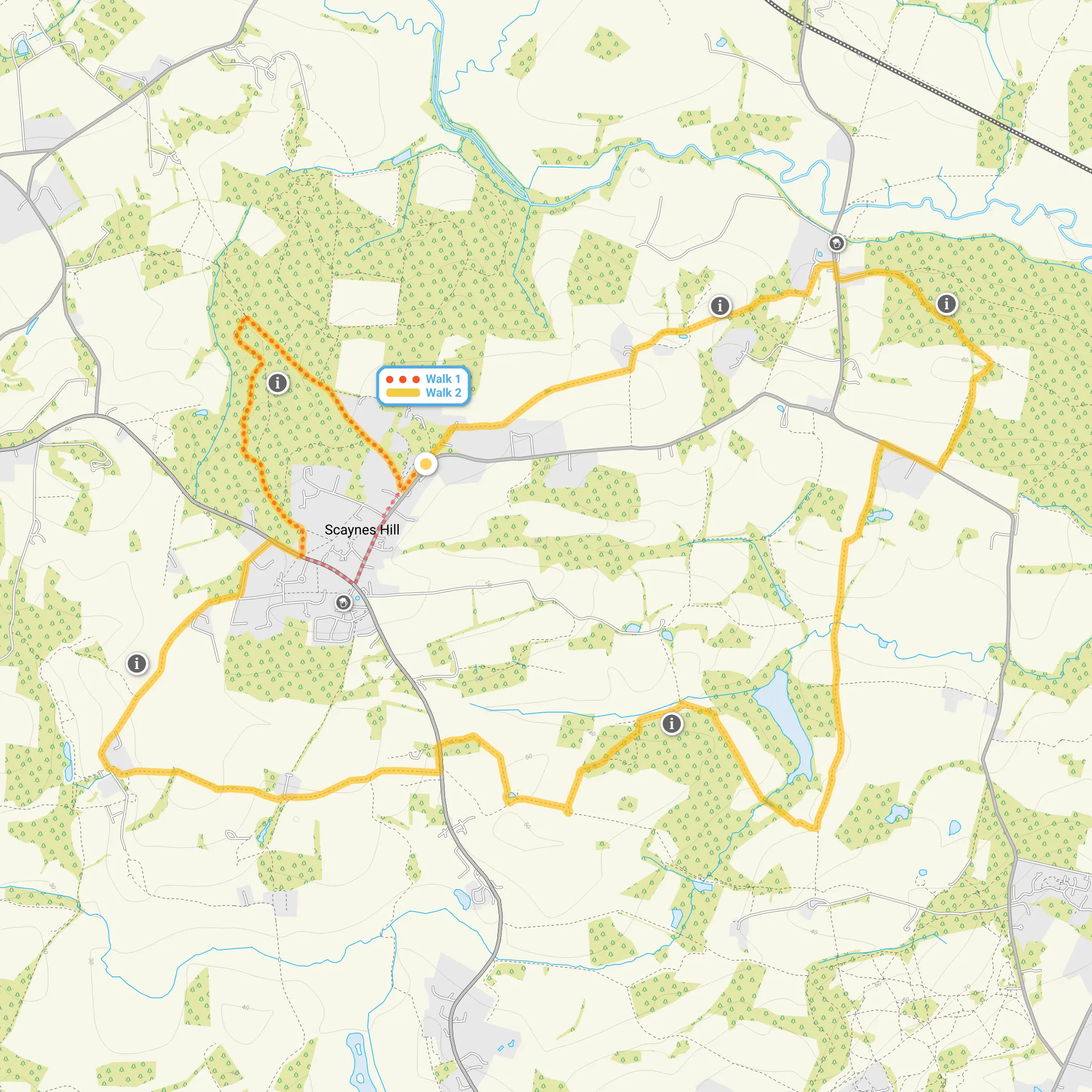 Route map for Scaynes Hill Walk 1, a 1.5 mile circular walk in Sussex