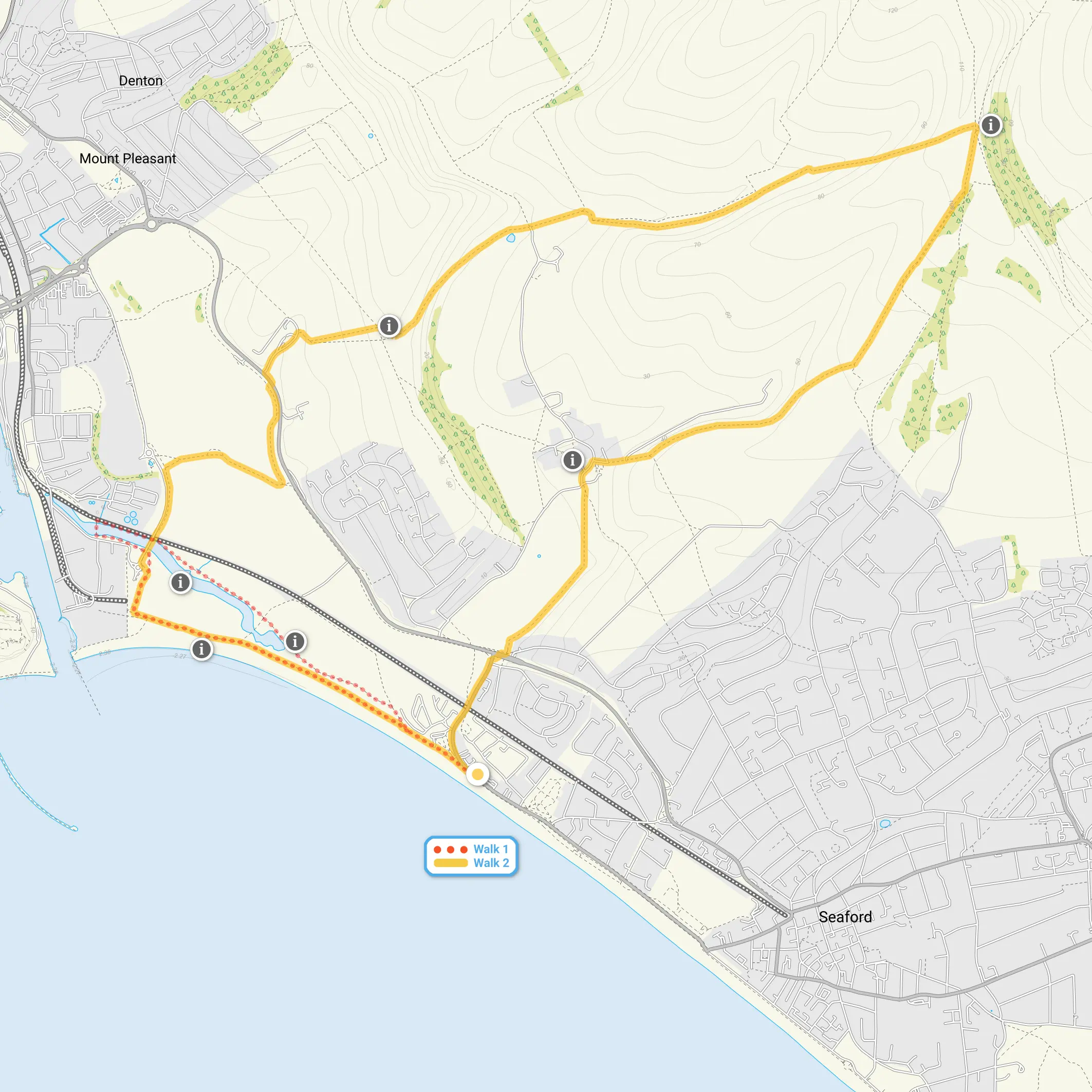 Route map for Seaford Walk 1, a 2.25 mile circular walk in Sussex