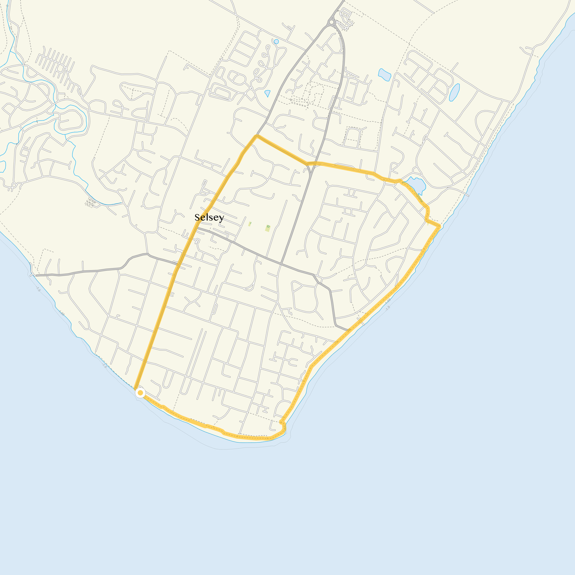 Route map for Selsey Walk 1, a 3 mile circular walk in Sussex