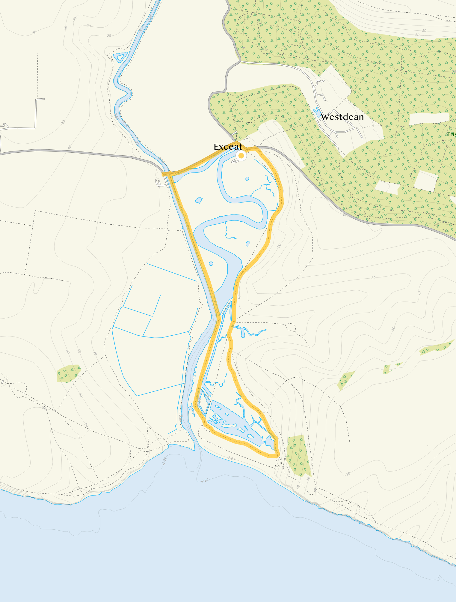 Route map for Seven Sisters Short Loop, a 3 mile circular walk in Sussex