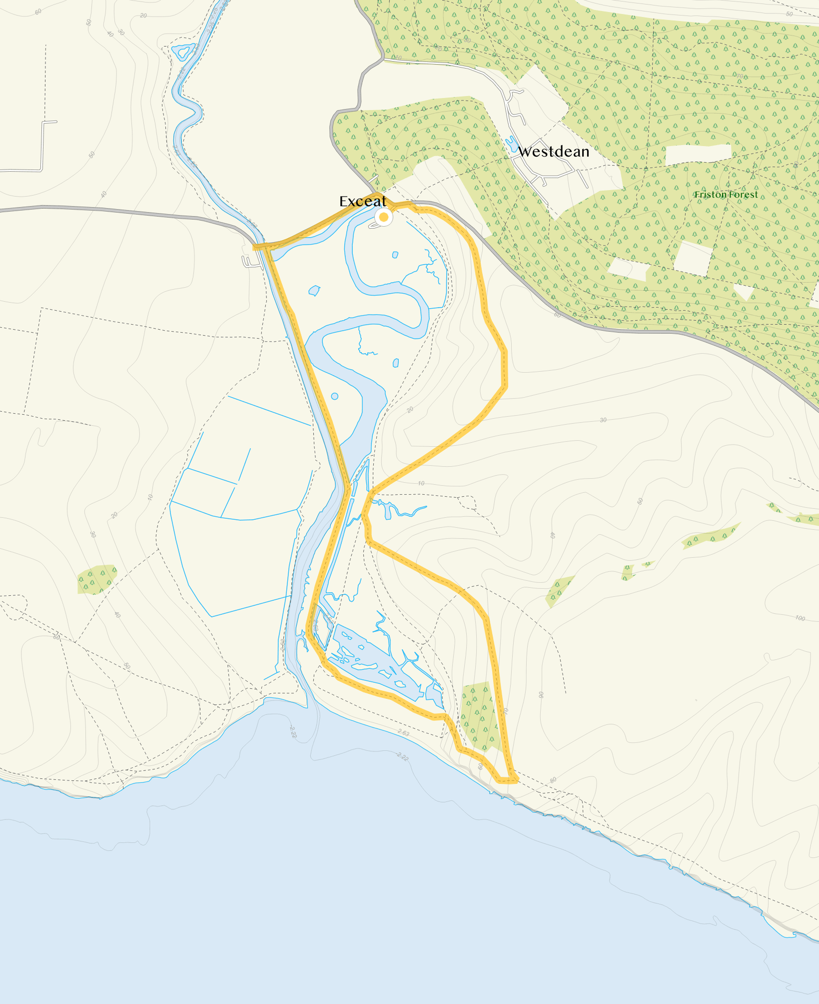Route map for Seven Sisters & Cuckmere River, a 3.5 mile circular walk in Sussex