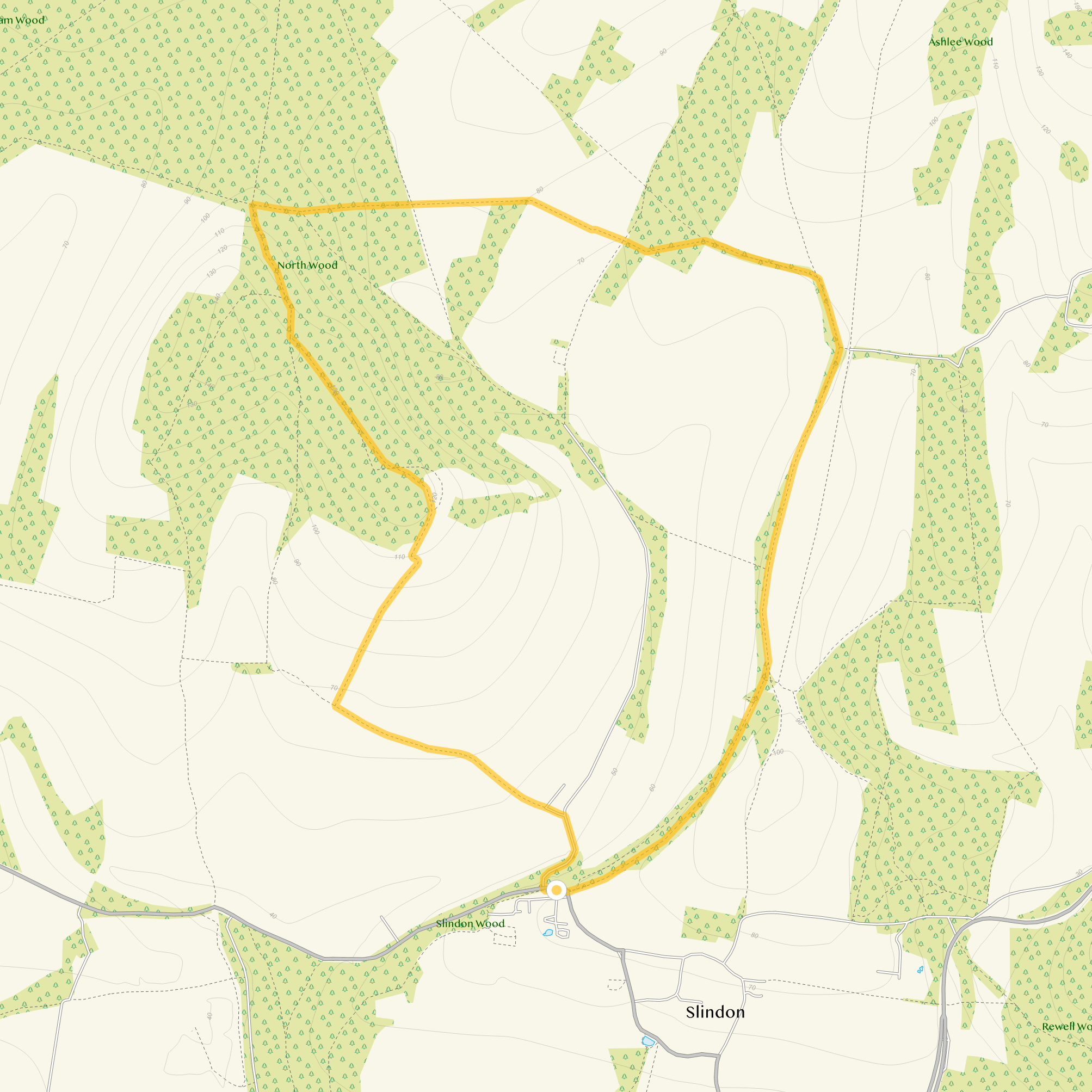 Route map for Slindon Walk 1, a 4 mile circular walk in Sussex