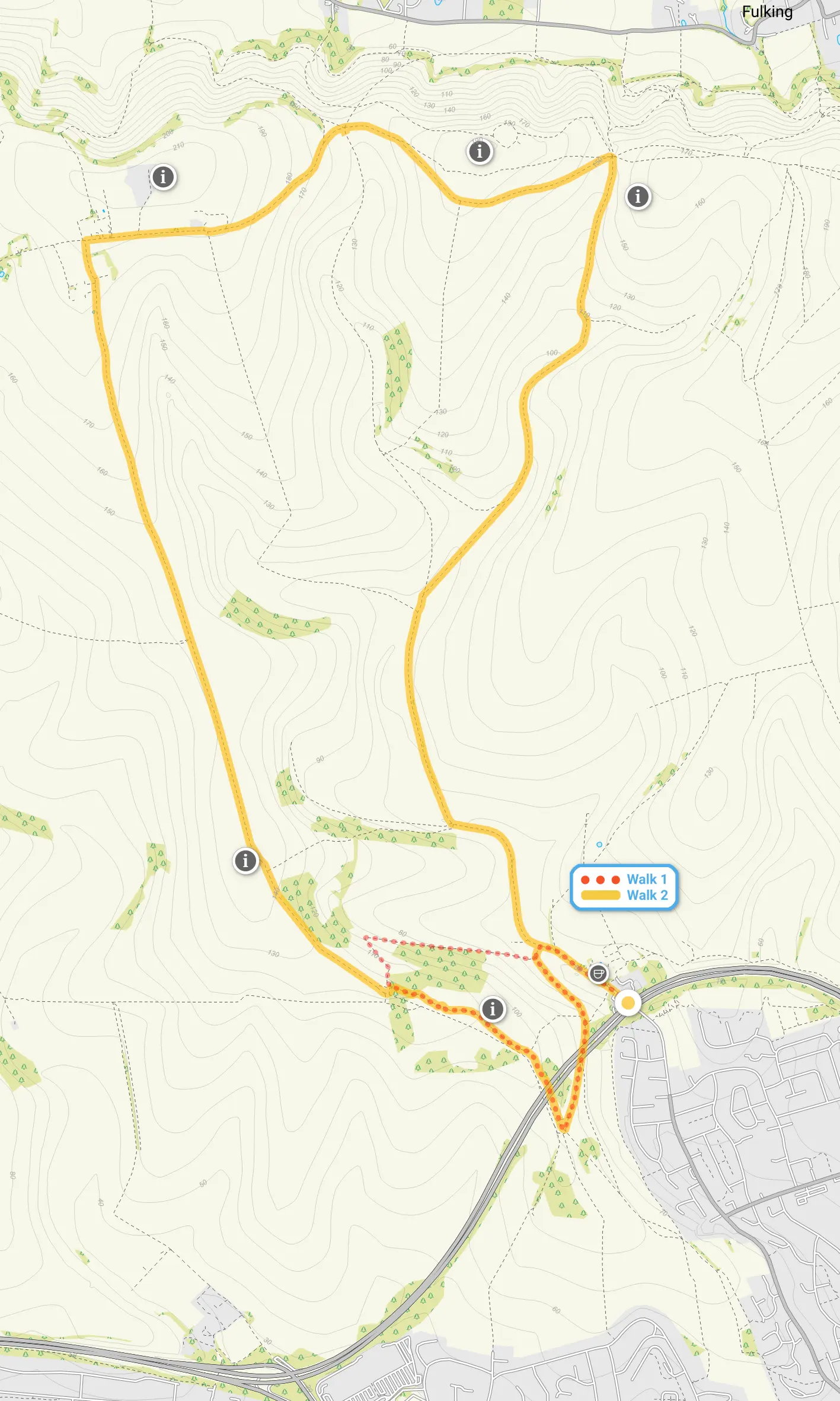 Route map for Southwick Hill Walk 1, a 2 mile circular walk in Sussex