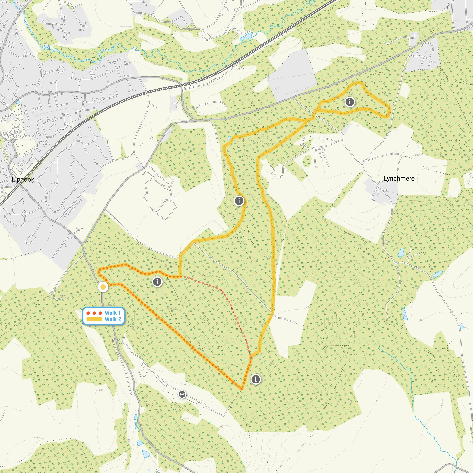 Route map for Stanley Common Walk 1, a 2 mile circular walk in Sussex