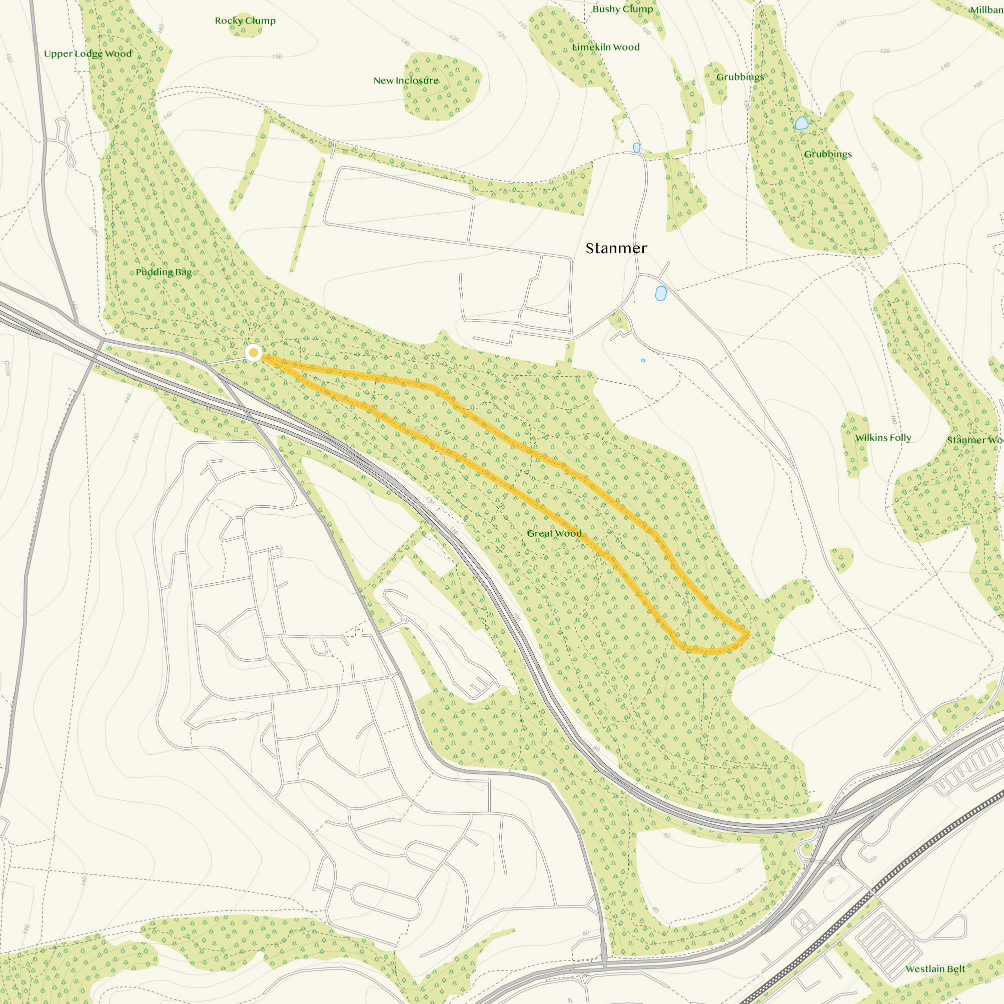 Route map for Stanmer Park Walk, Sussex