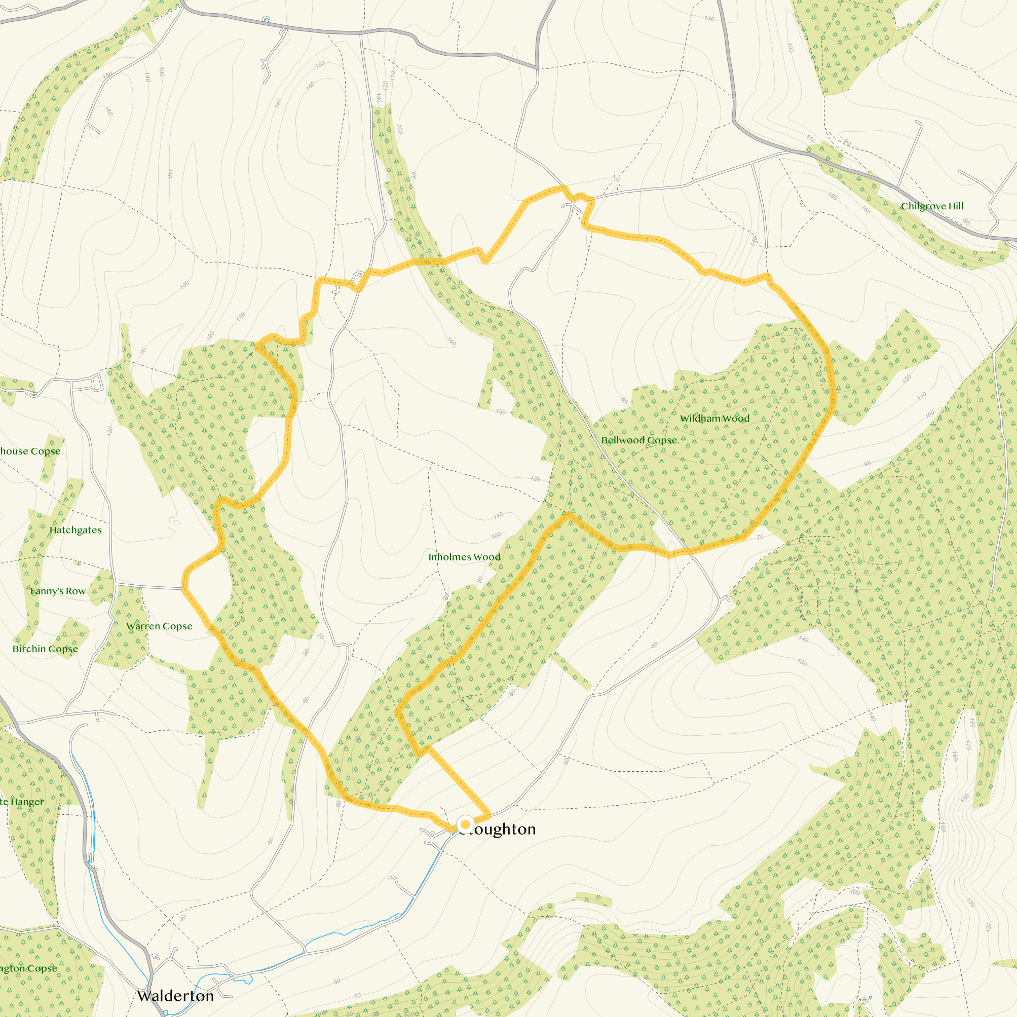 Route map for Stoughton Walk 3, a 7.25 mile circular walk in Sussex