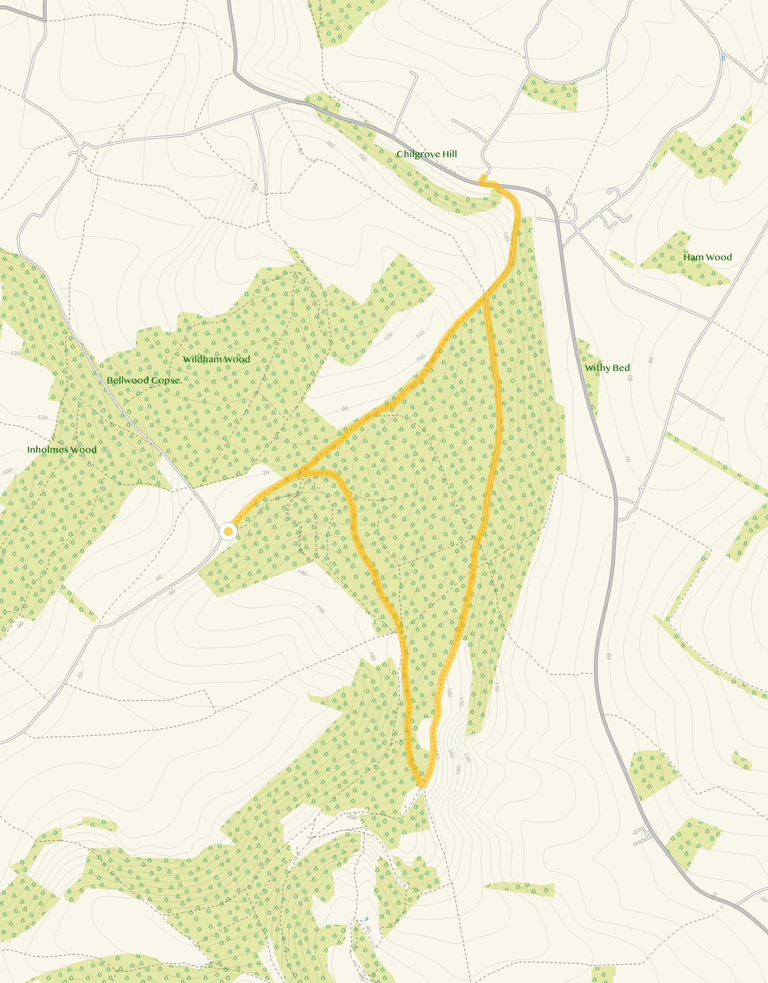 Route map for Stoughton Down Walk 2, a 4.25 mile circular walk in Sussex