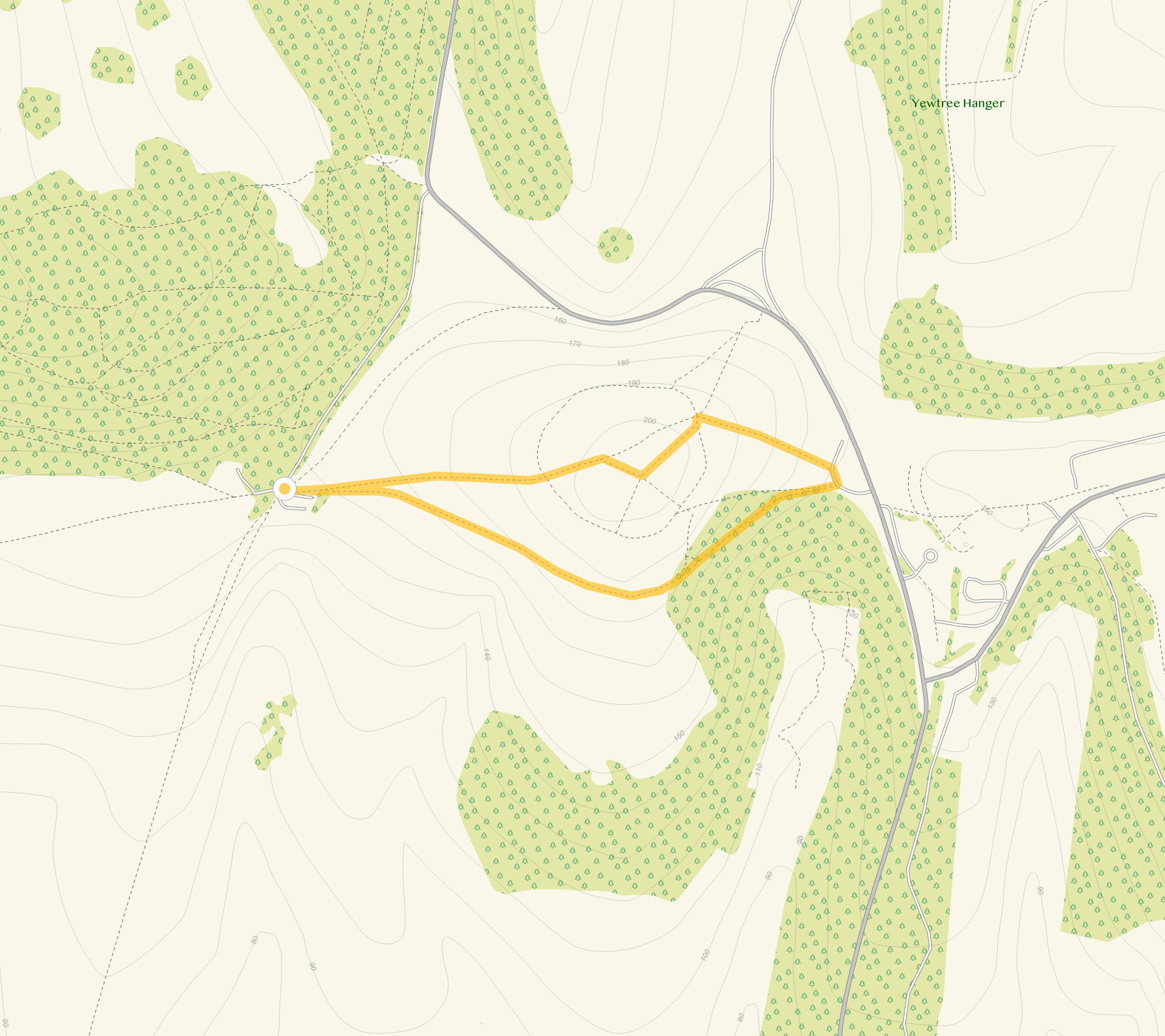 Route map for St Roche's Hill Walk 1, a 1.25 mile circular walk in Sussex