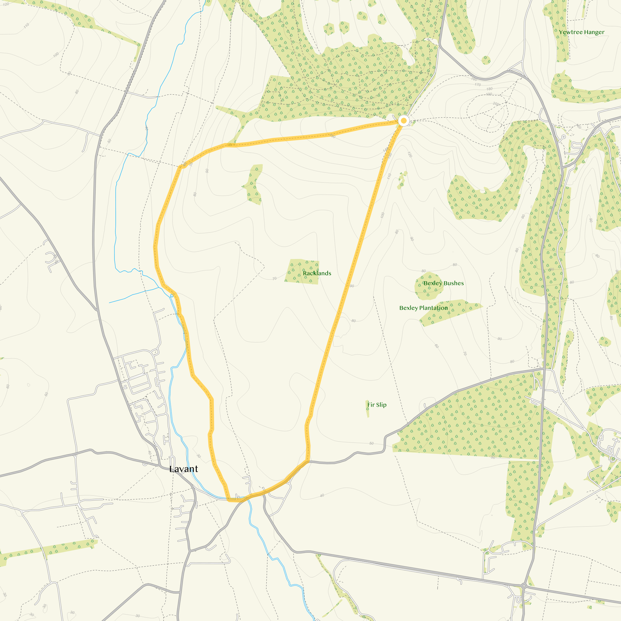 Route map for St Roche's Hill Walk 2, a 4.5 mile circular walk in Sussex