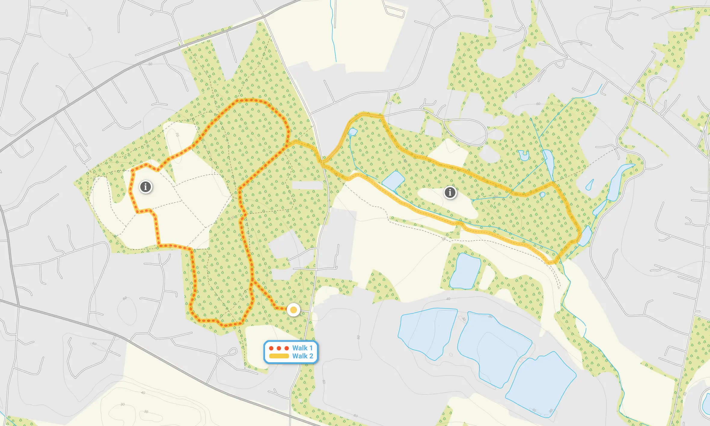 Route map for Sullington Warren Walk 1, a 1.25 mile circular walk in Sussex