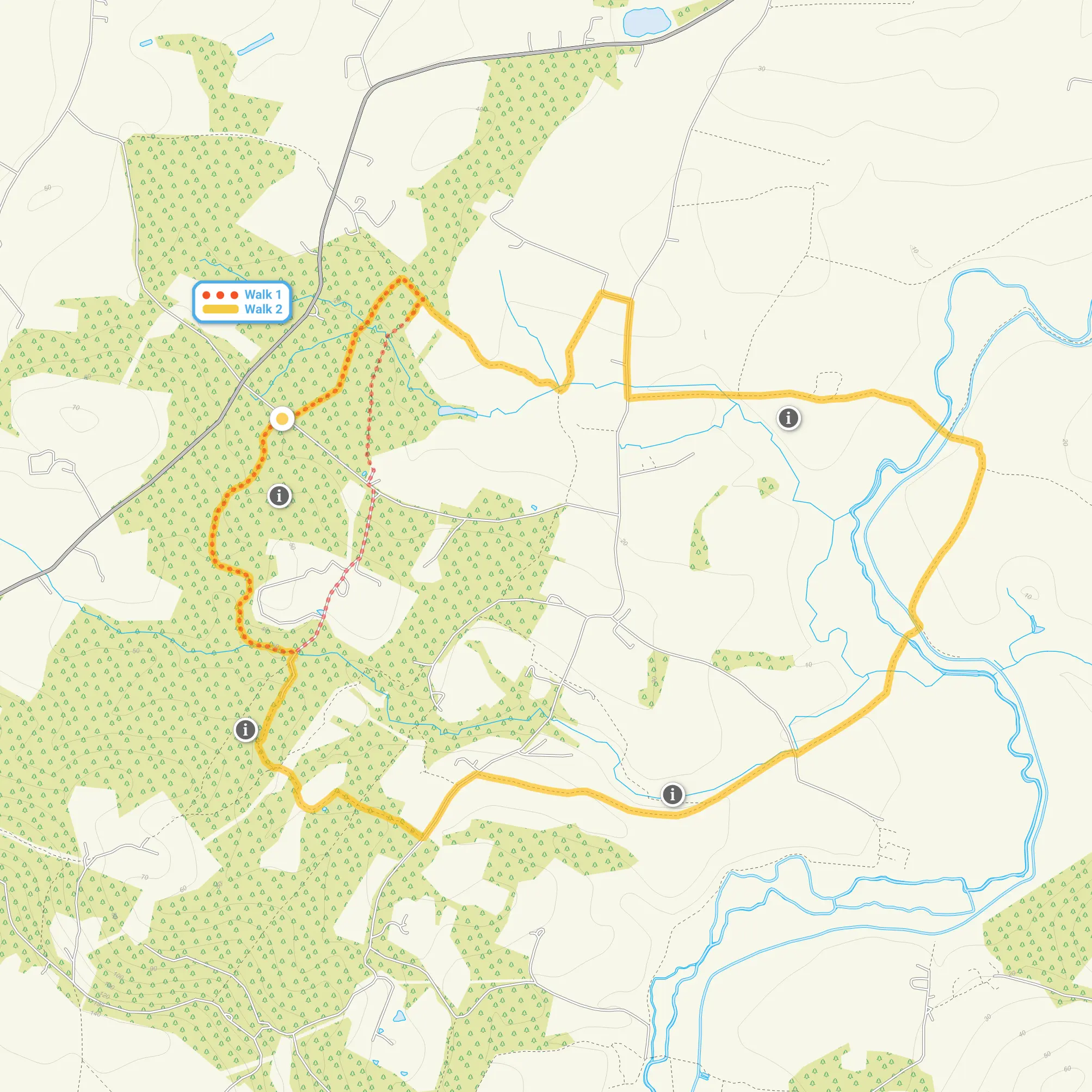 Route map for The Mens Walk 1, a 2 mile circular walk in Sussex