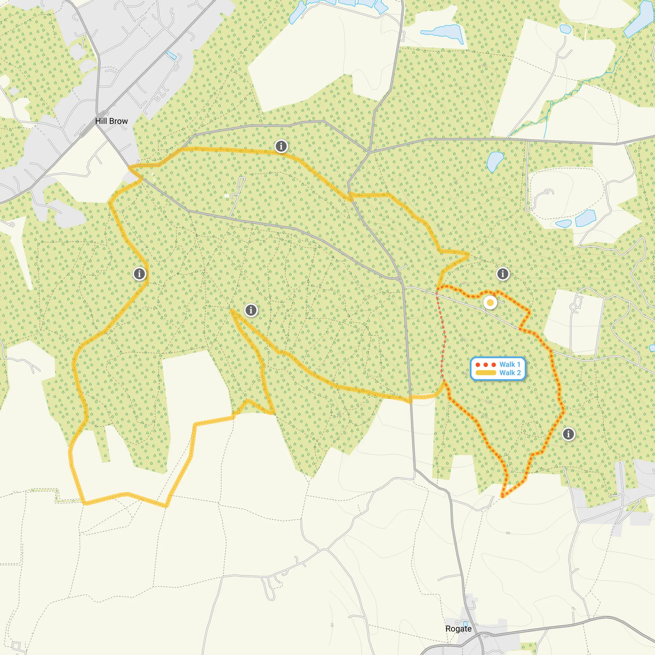Route map for Tullecombe Walk 1, a 1.75 mile circular walk in Sussex