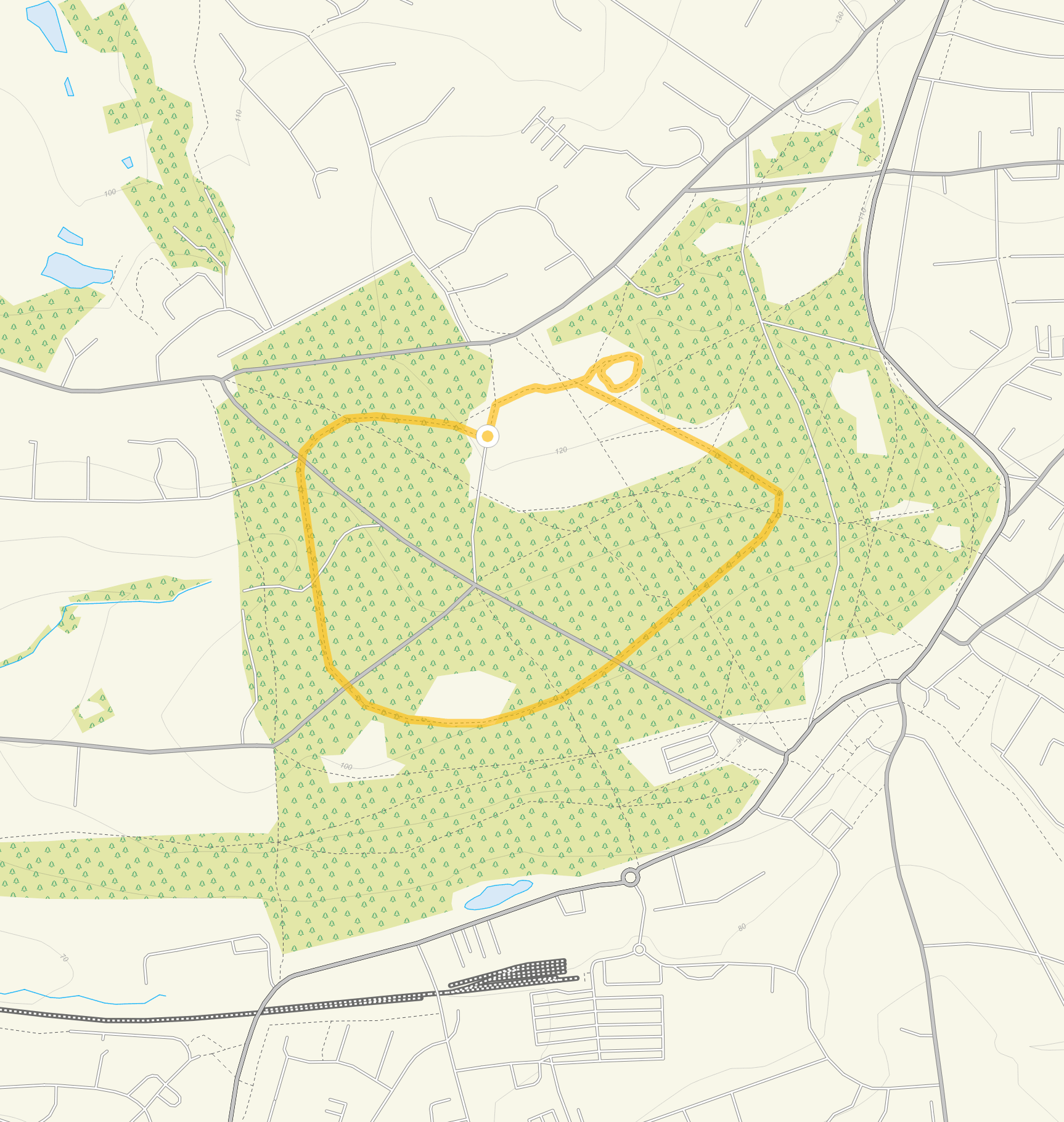 Route map for Tunbridge Wells Common Walk, a 1.25 mile circular walk in Sussex
