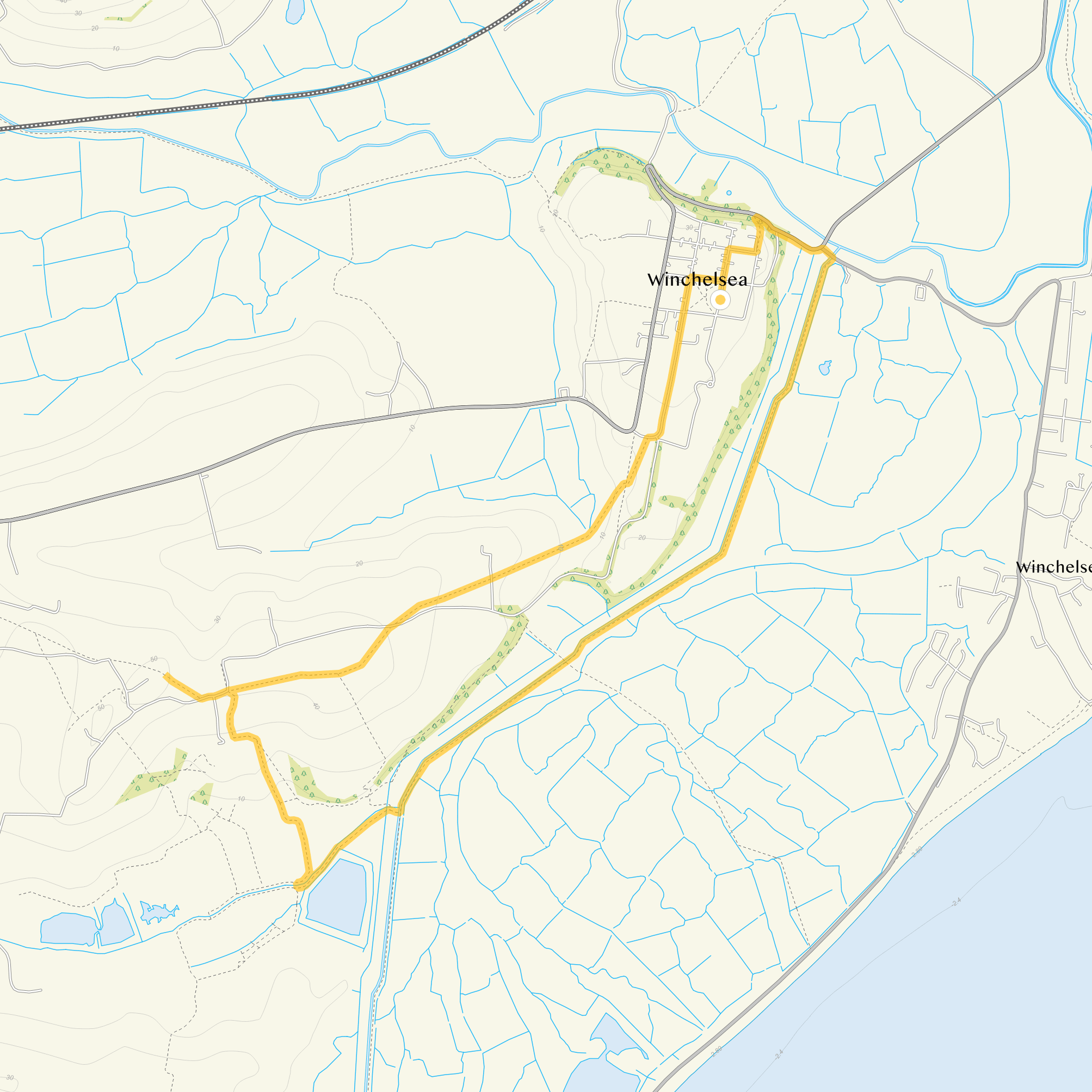Route map for Winchelsea Walk 2, a 4.5 mile circular walk in Sussex