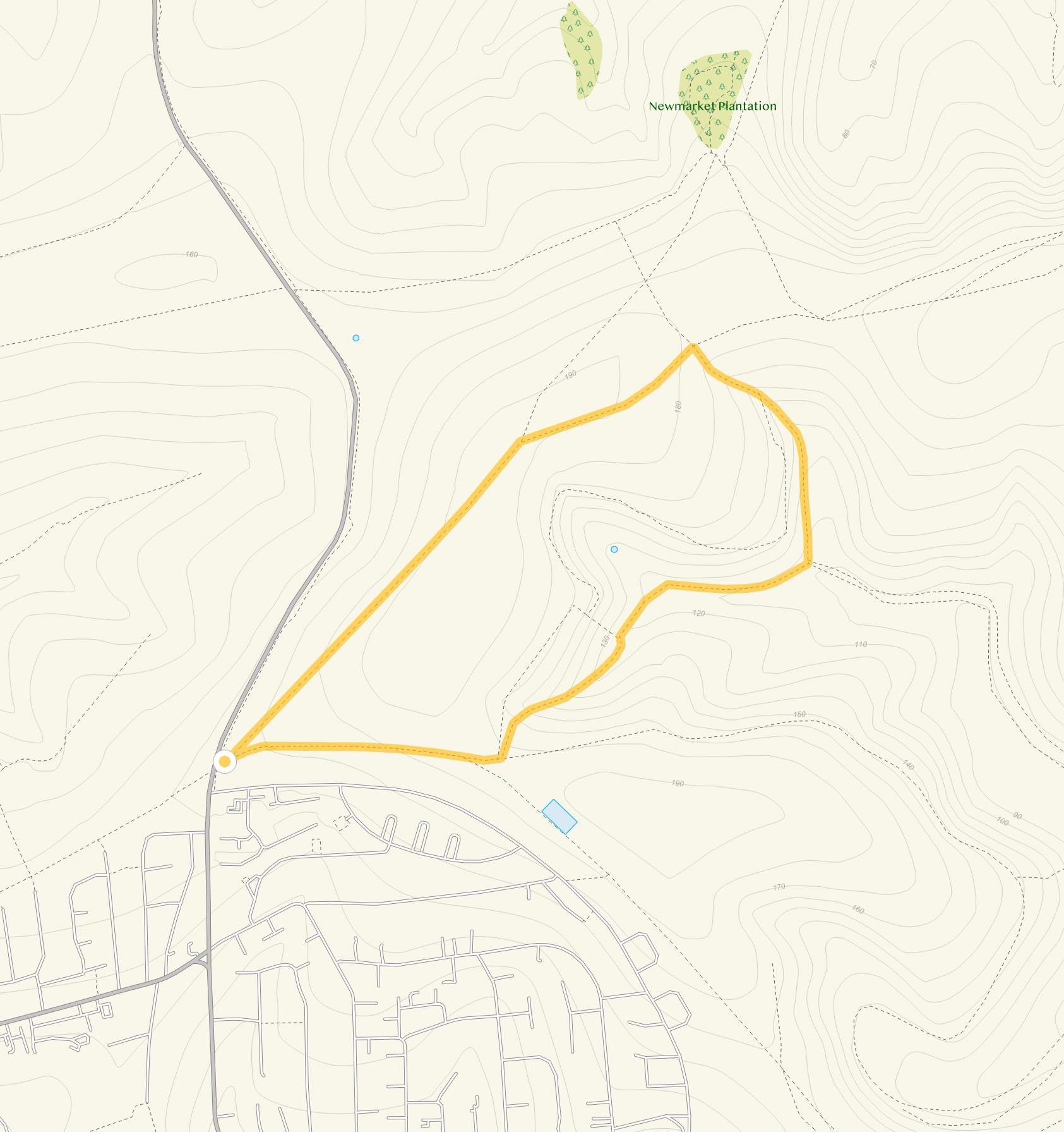 Route map for Woodingdean Walk 1, a 2.25 mile circular walk in Sussex