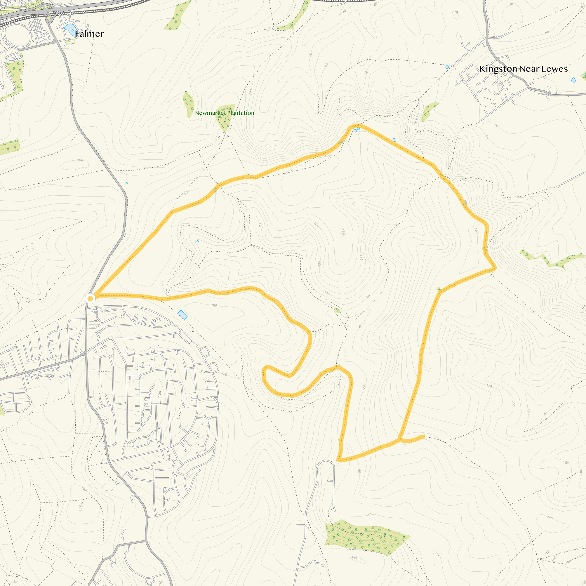 Route map for Woodingdean Walk 3, a 7.25 mile circular walk in Sussex