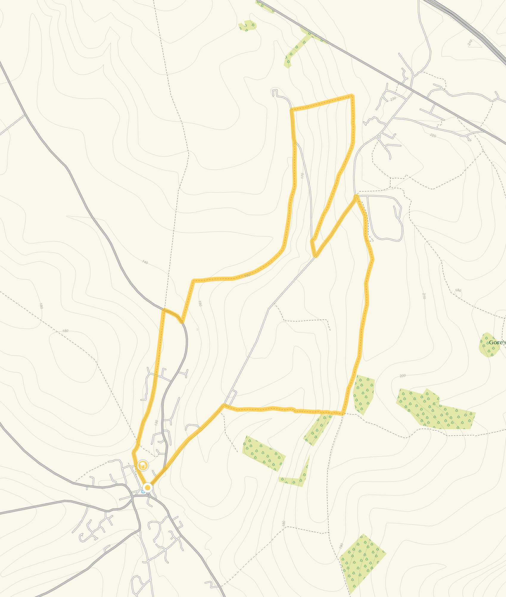 Route map for Medium Route, a 4.75 mile circular walk in Wiltshire