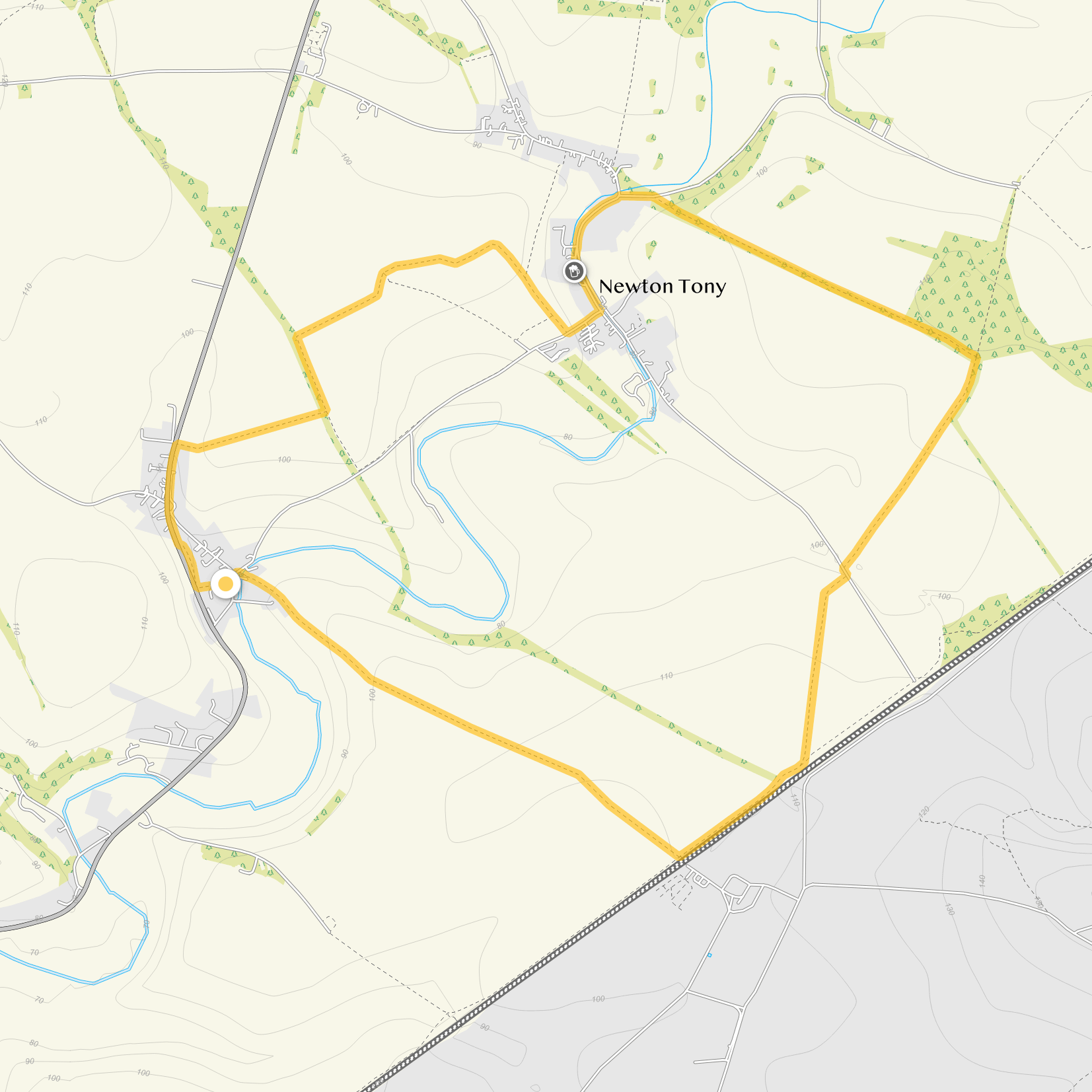 Route map for Allington Walk 1, a 5 mile circular walk in Wiltshire