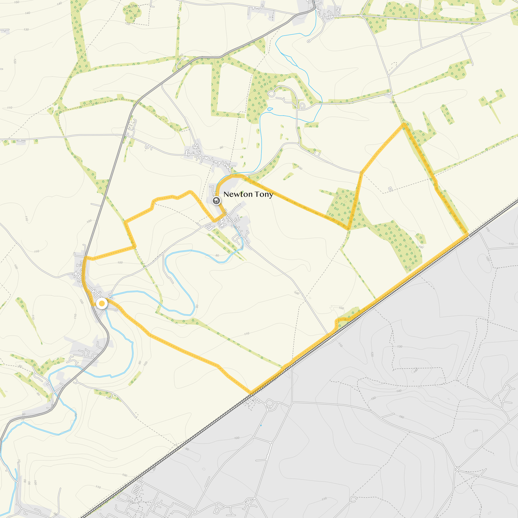 Route map for Allington Walk 2, a 7 mile circular walk in Wiltshire