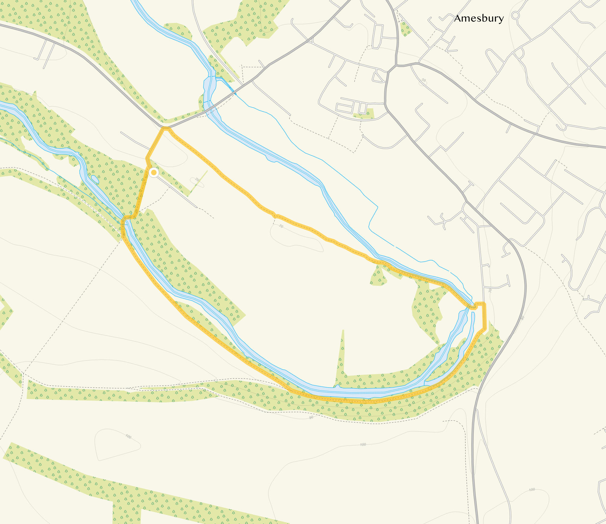 Route map for Short Route, a 1.5 mile circular walk in Wiltshire