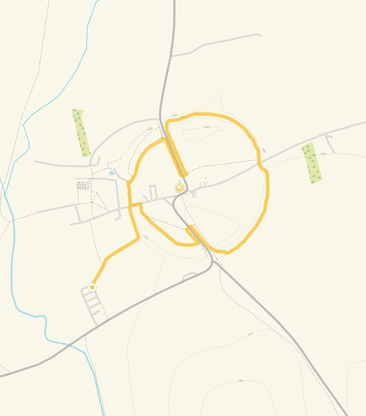 Route map for Short Route, a 1.5 mile circular walk in Wiltshire