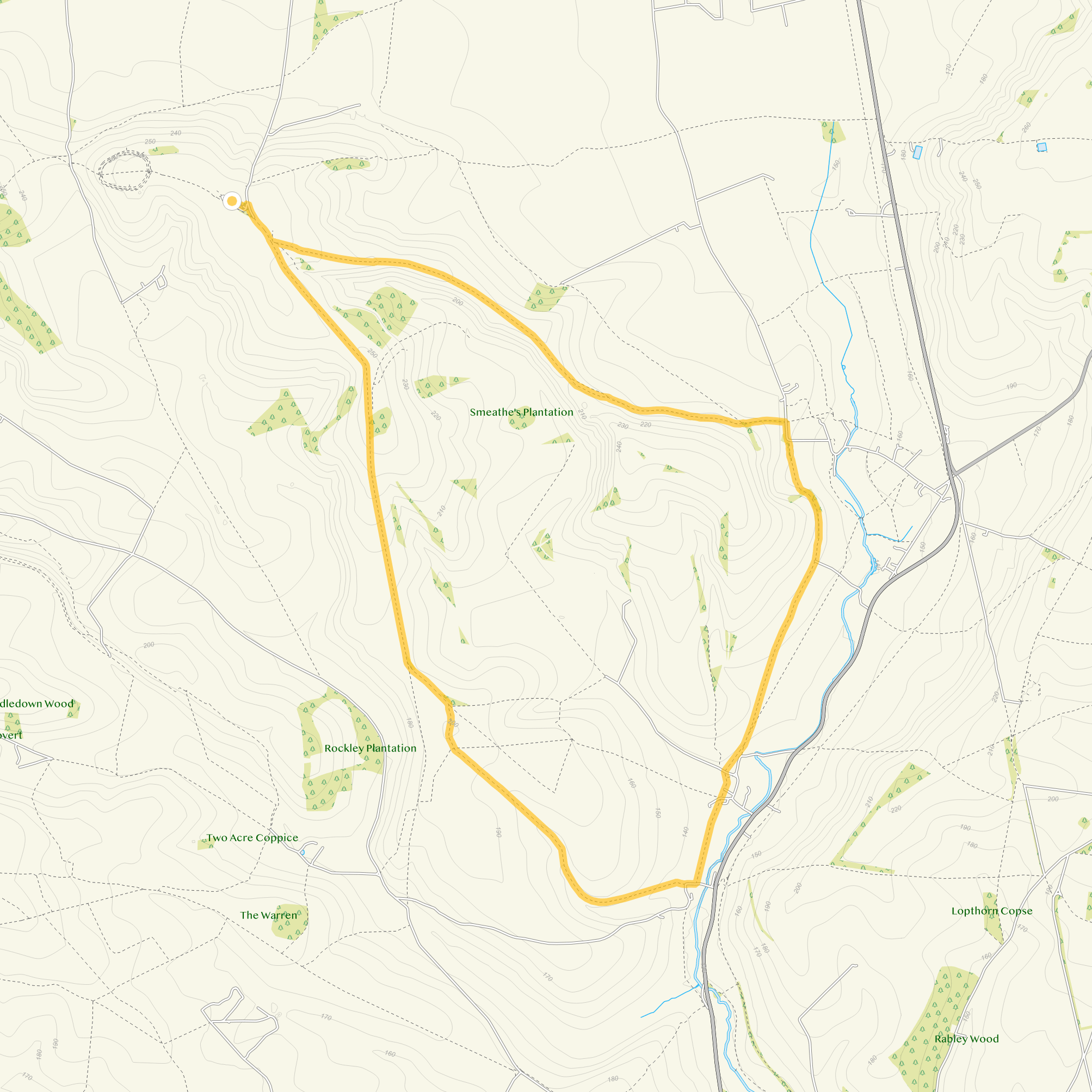 Route map for Barbury Castle Walk 2, an 8.5 mile circular walk in Wiltshire