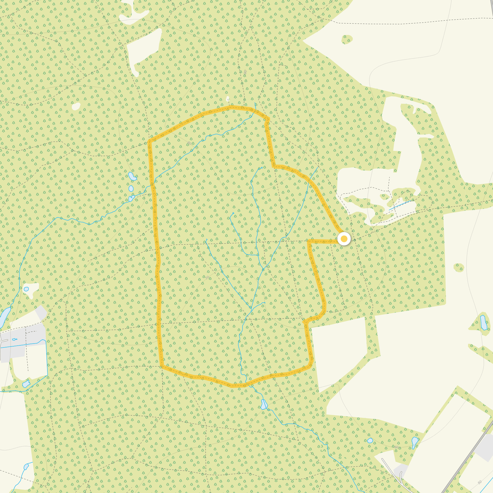Route map for Bentley Wood Walk 1, a 1.75 mile circular walk in Wiltshire