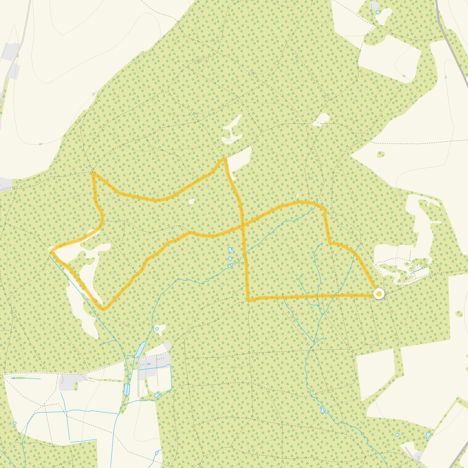 Route map for Bentley Wood Walk 2, a 3.25 mile circular walk in Wiltshire