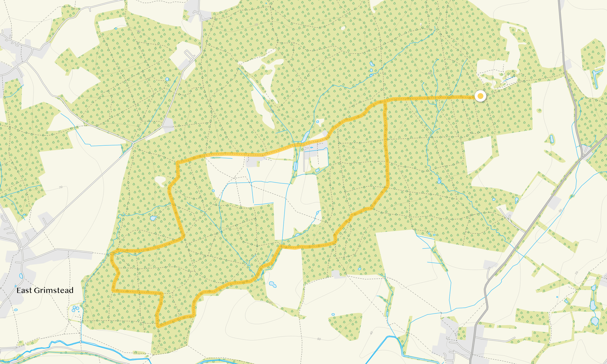 Route map for Bentley Wood Walk 4, a 4.25 mile circular walk in Wiltshire