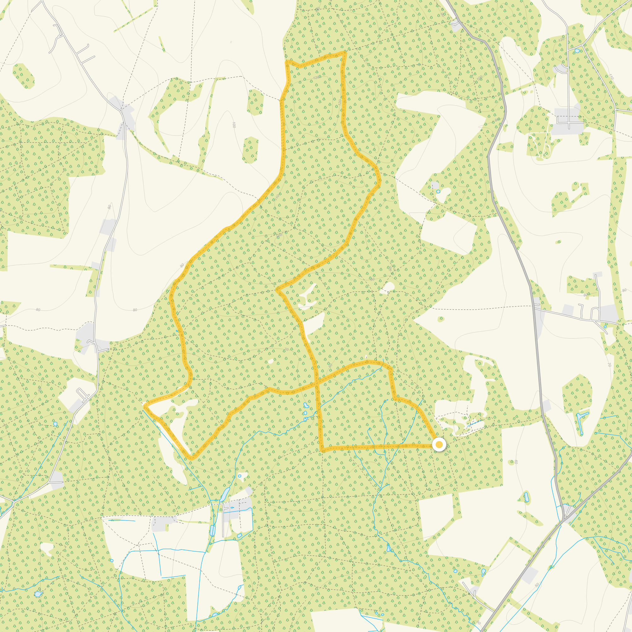 Route map for Bentley Wood Walk 5, a 5.25 mile circular walk in Wiltshire