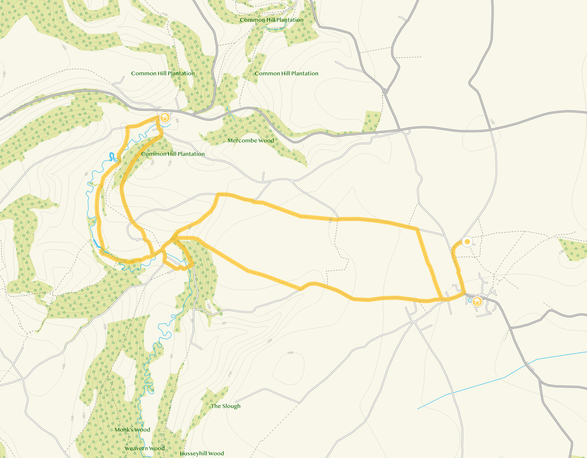 Route map for Biddestone Walk, a 5.75 mile circular walk in Wiltshire