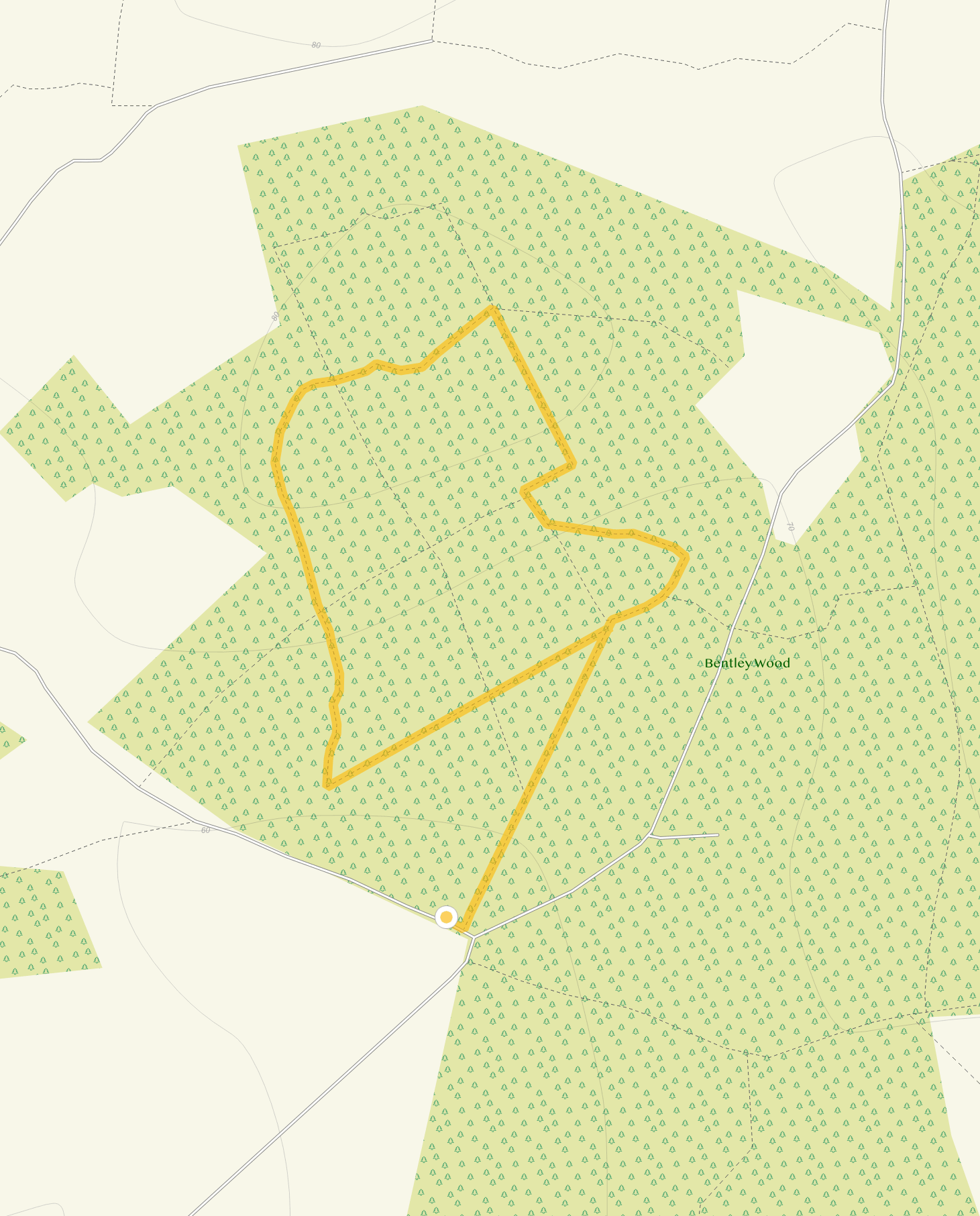Route map for Blackmoor Copse Walk, a 1.5 mile circular walk in Wiltshire