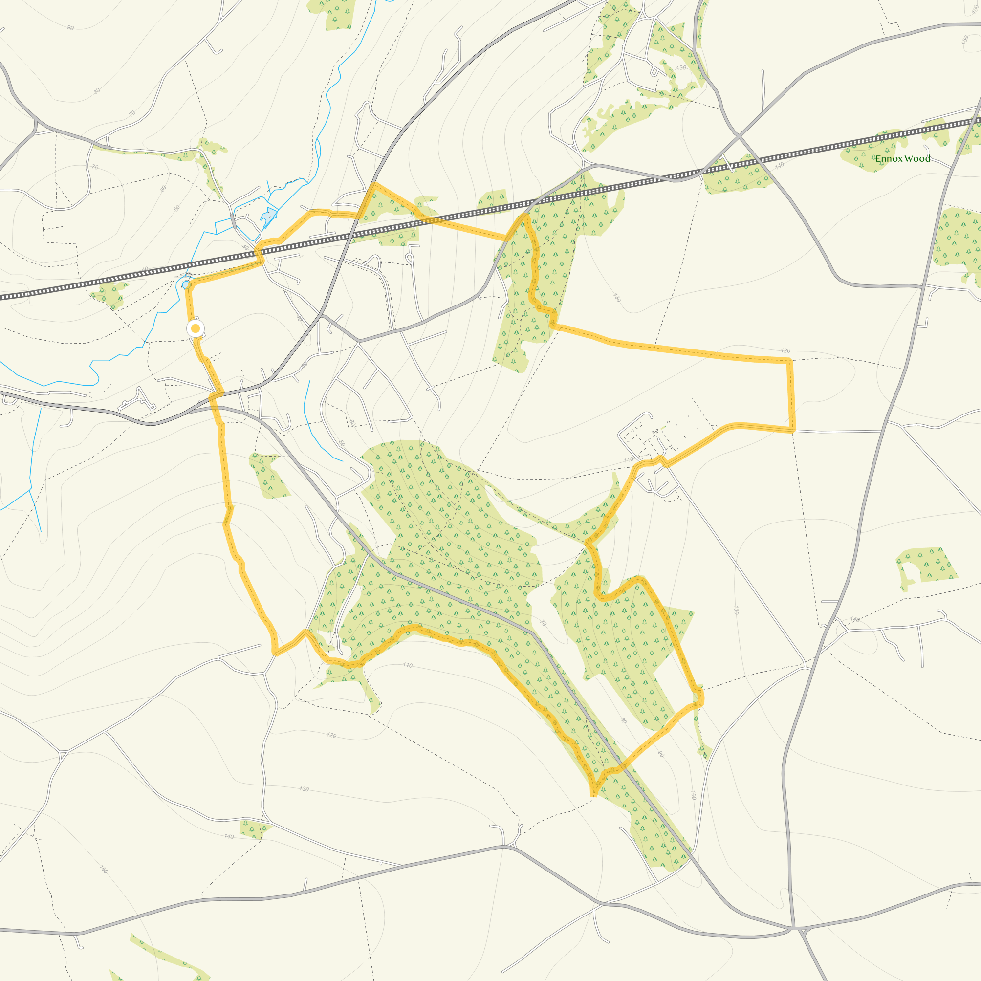 Route map for Box Walk 1, a 3.75 mile circular walk in Wiltshire