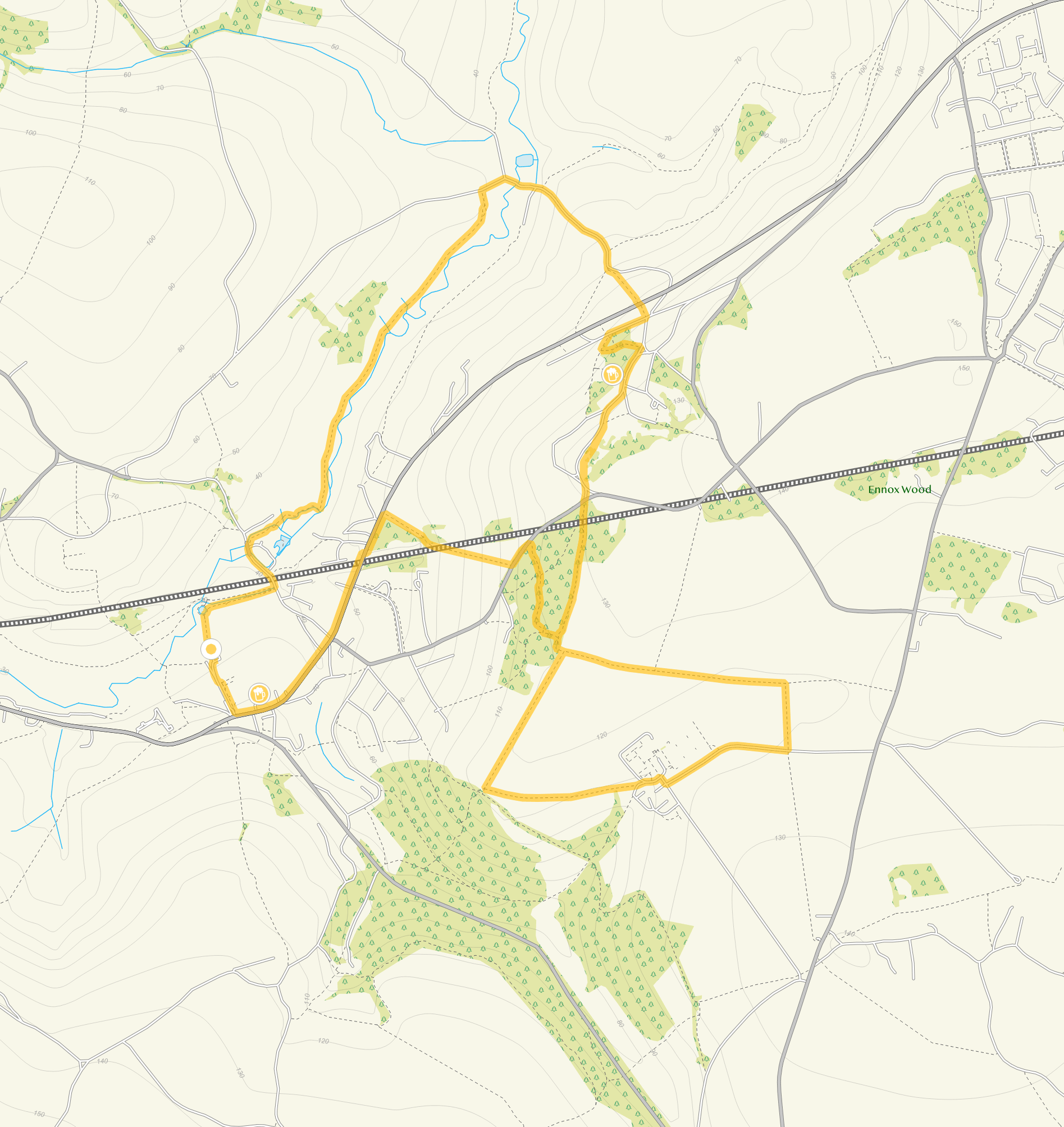 Route map for Box Walk 2, a 4.5 mile circular walk in Wiltshire
