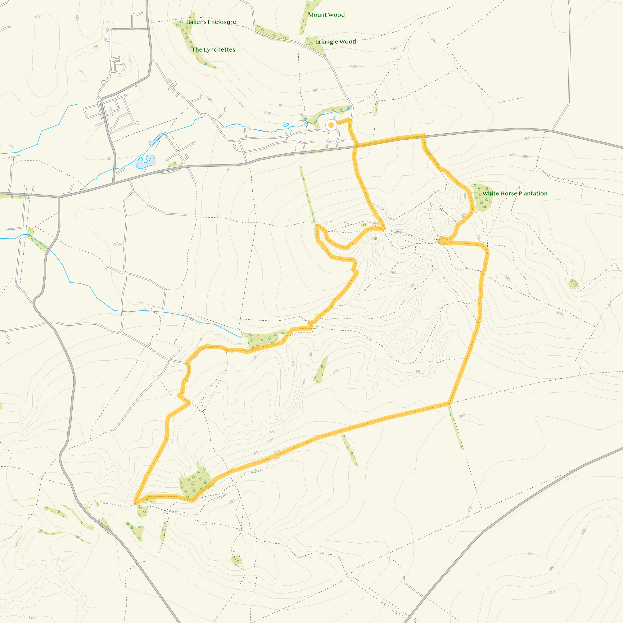 Route map for Cherhill Walk 2, a 7.5 mile circular walk in Wiltshire
