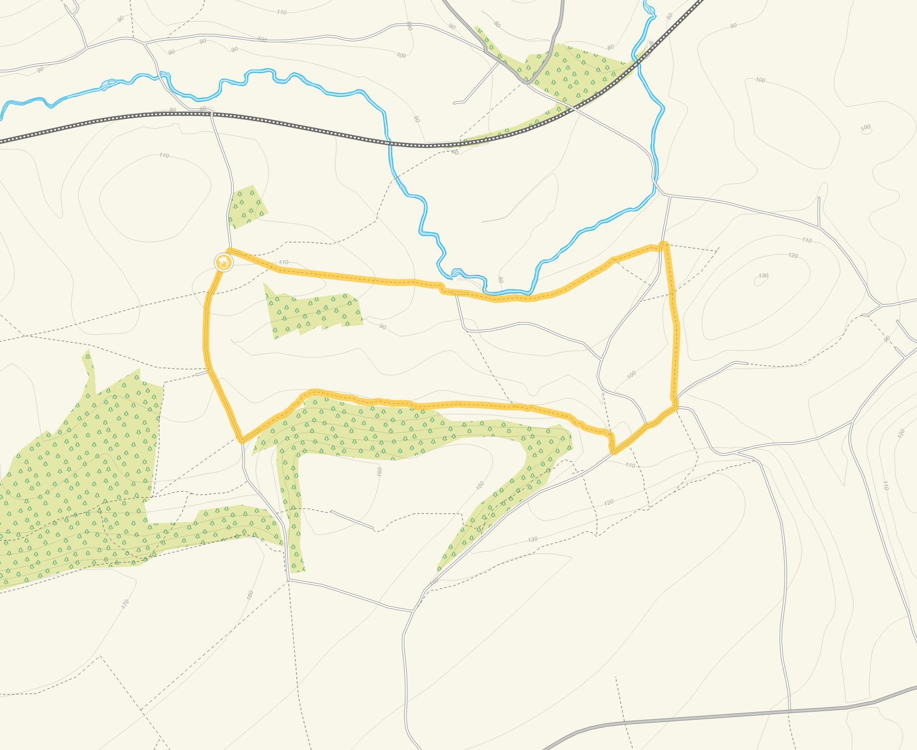 Route map for Chicksgrove Walk 1, a 2.5 mile circular walk in Wiltshire