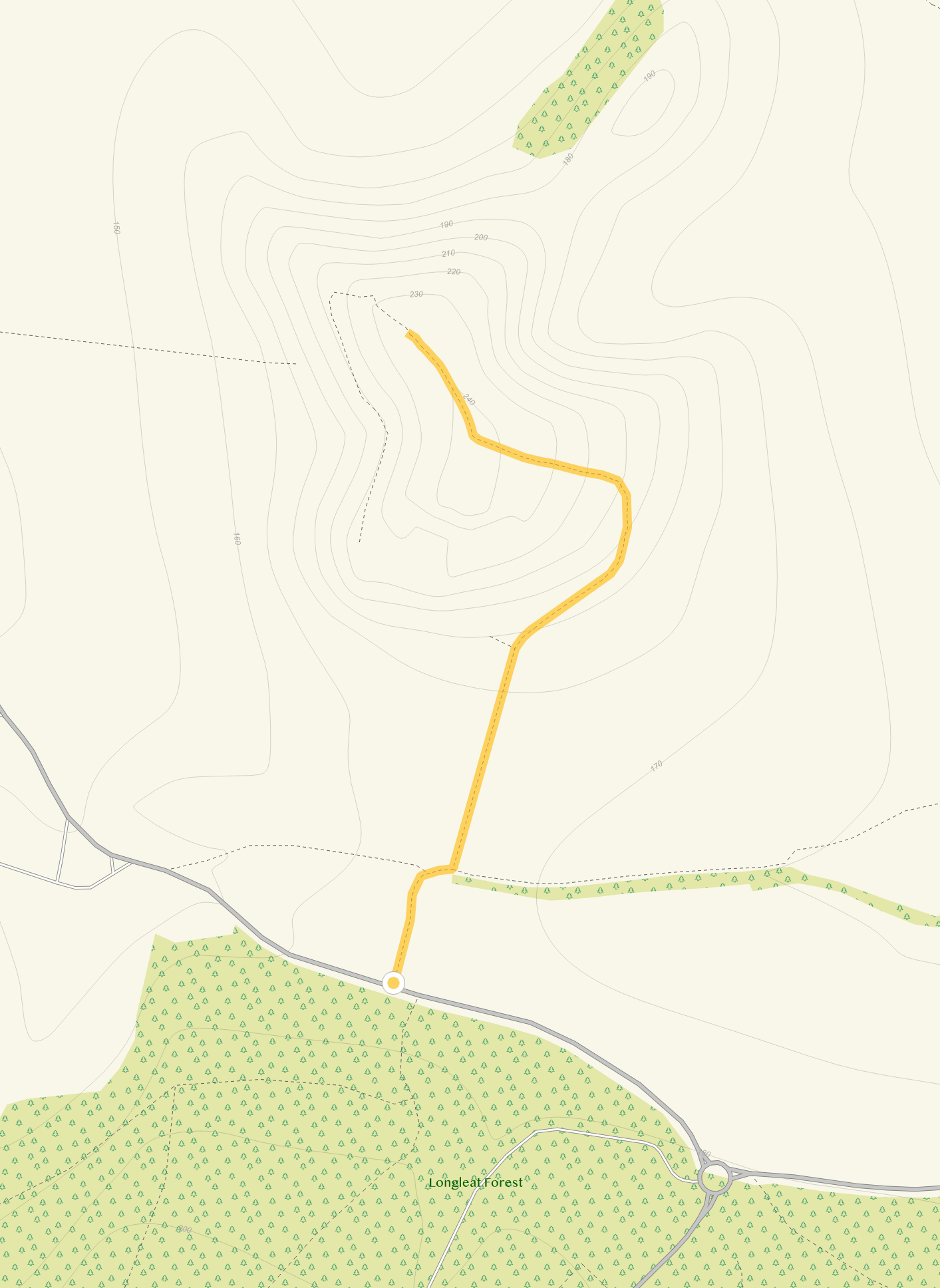 Route map for Short Route, a 1.25 mile circular walk in Wiltshire