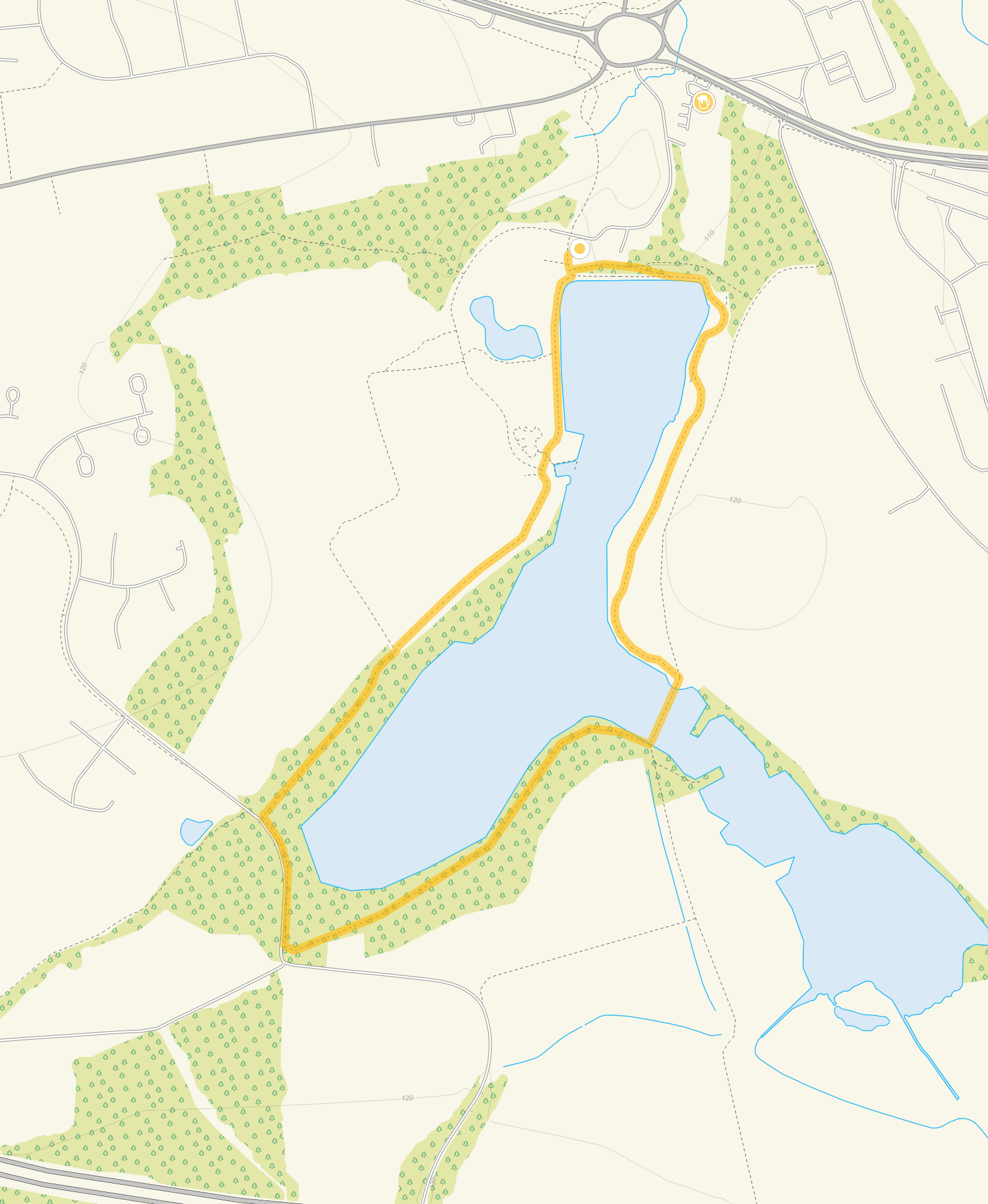 Route map for Coate Water Walk, a 1.75 mile circular walk in Wiltshire