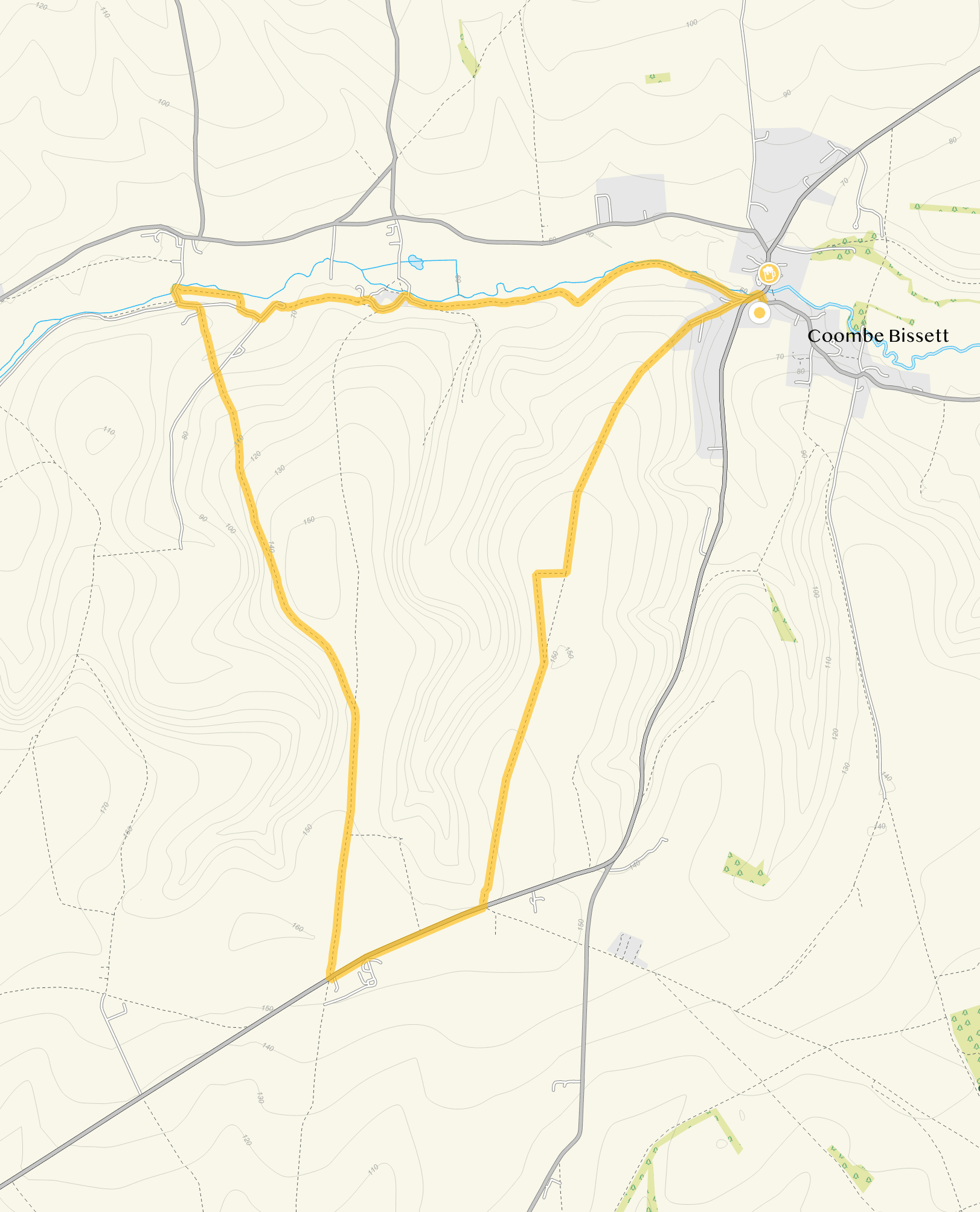 Route map for Coombe Bissett Walk 3, a 6 mile circular walk in Wiltshire