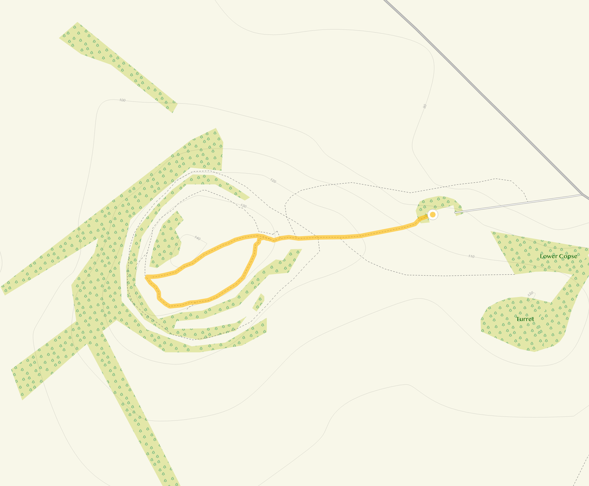 Route map for Short Route, a 1 mile circular walk in Wiltshire