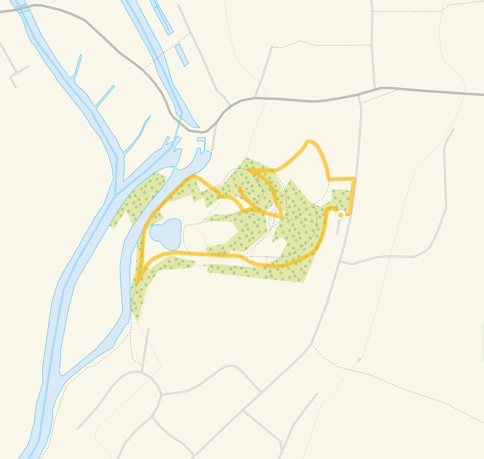 Route map for Downton Walk 1, a 0.5 mile circular walk in Wiltshire
