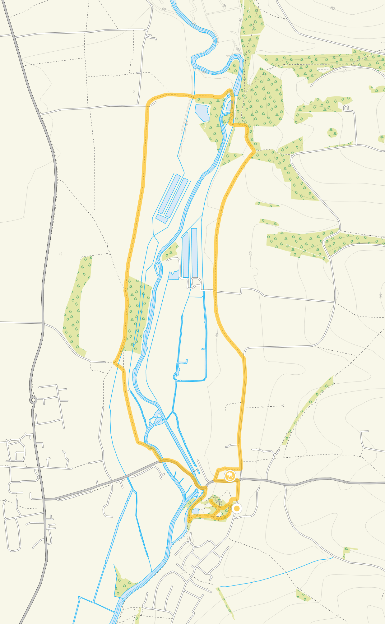 Route map for Downton Walk 2, a 4.25 mile circular walk in Wiltshire